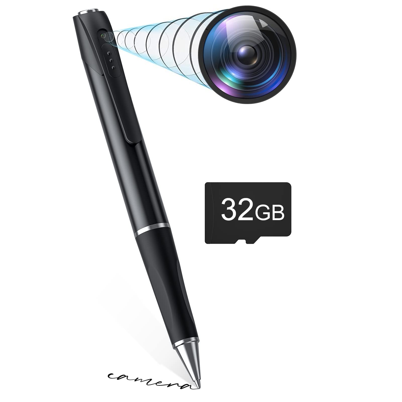 1080P Spy Camera Pen with 32GB Card - Wireless Hidden Security Camera for Indoor/Outdoor Surveillance & Motion Detection
