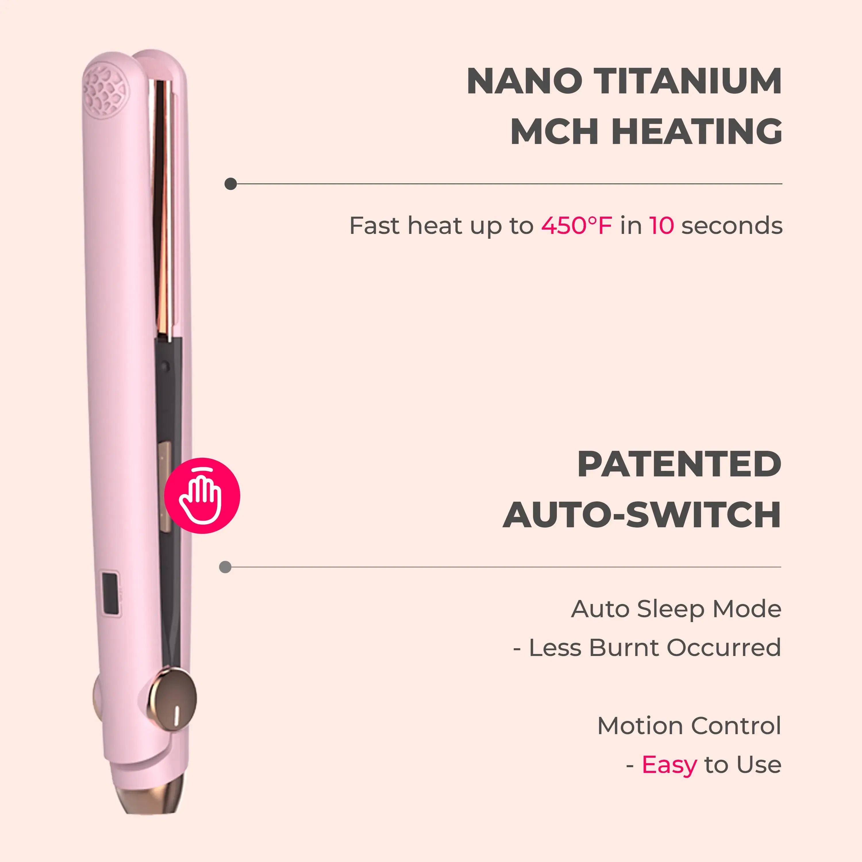 Tymo Sway Hair Straightener Brush - Ionic Ceramic Flat Iron for Smooth & Shiny Hair | Perfect for Home, Salon & Travel Use