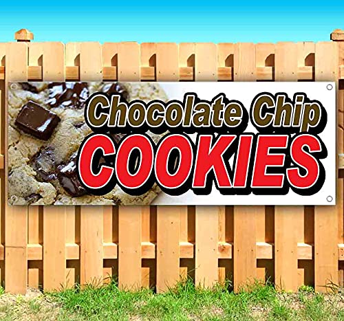 Premium 13 oz Chocolate Chip Cookies Banner - Heavy-Duty Single-Sided Vinyl with Metal Grommets | Perfect for Bakeries, Cafes & Dessert Shop Decor