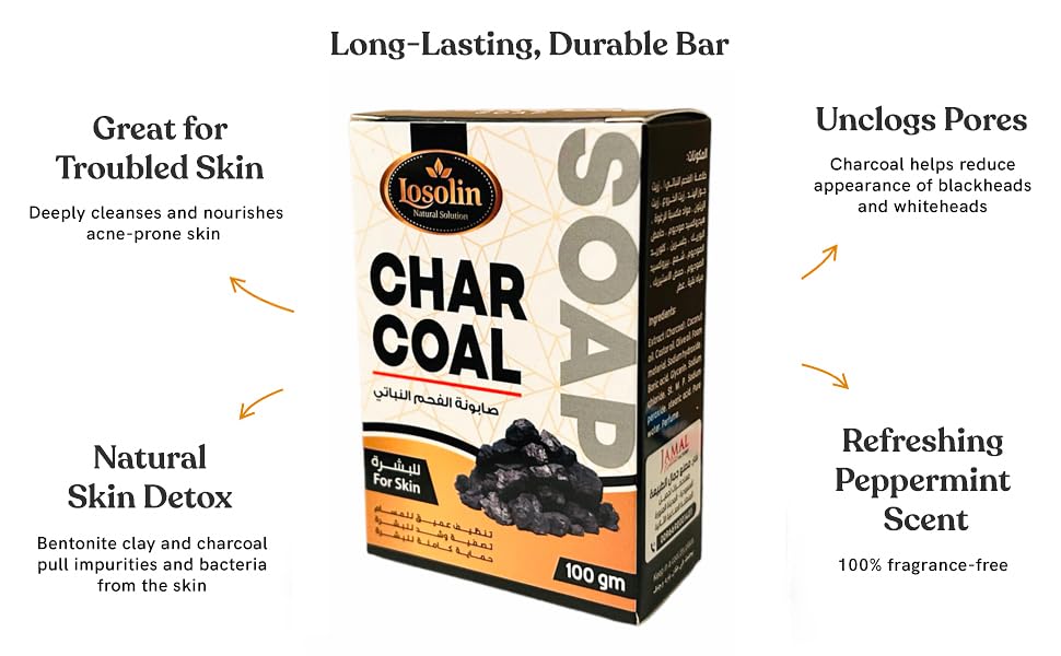 Natural Activated Charcoal Soap Bar (2-Pack) - Deep Cleansing Face & Body Wash with Coconut Oil & Olive Oil | 100% Organic Detox Soap for Men & Women | 3.52 oz Each | Perfect for Acne-Prone Skin & Body Odor Control