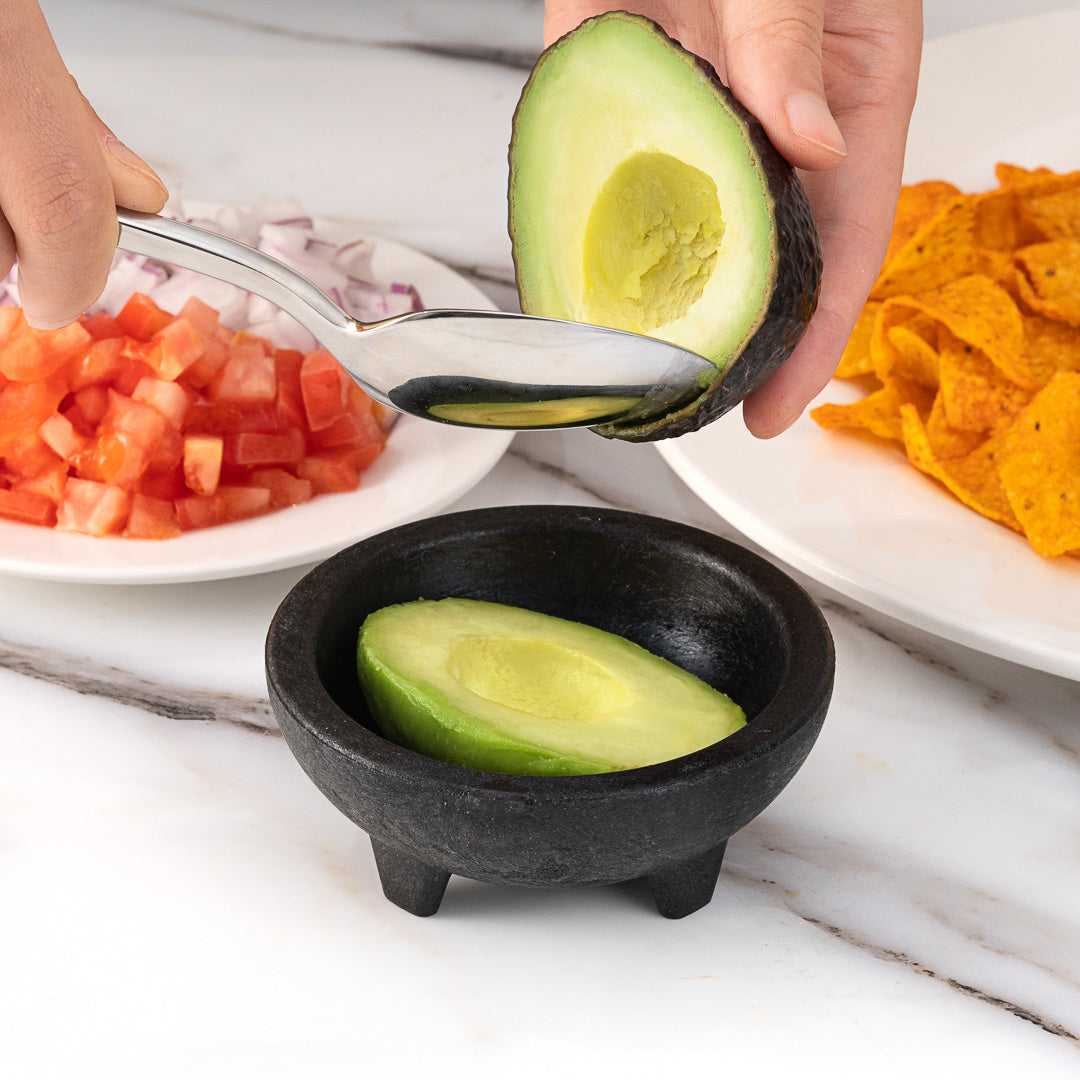 4 oz Black Thermal Plastic Molcajete Bowl - 4 x 4 x 1.5 Inches - Durable Mini Mortar & Pestle Set for Spices, Herbs, Guacamole - Perfect for Kitchen, Cooking, Mexican Cuisine & Party Serving (1 Count)