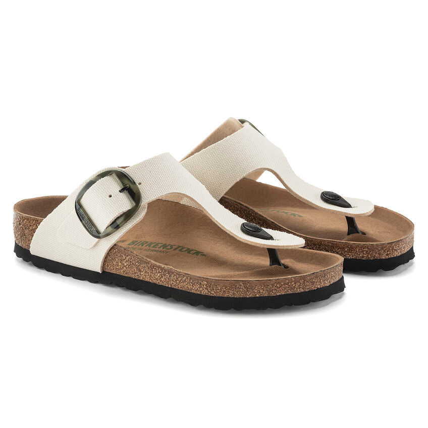 Birkenstock Gizeh Vegan Big Buckle Sandals - Women's Comfortable Textile Footwear in Eggshell White | Perfect for Summer, Beach, and Casual Outfits
