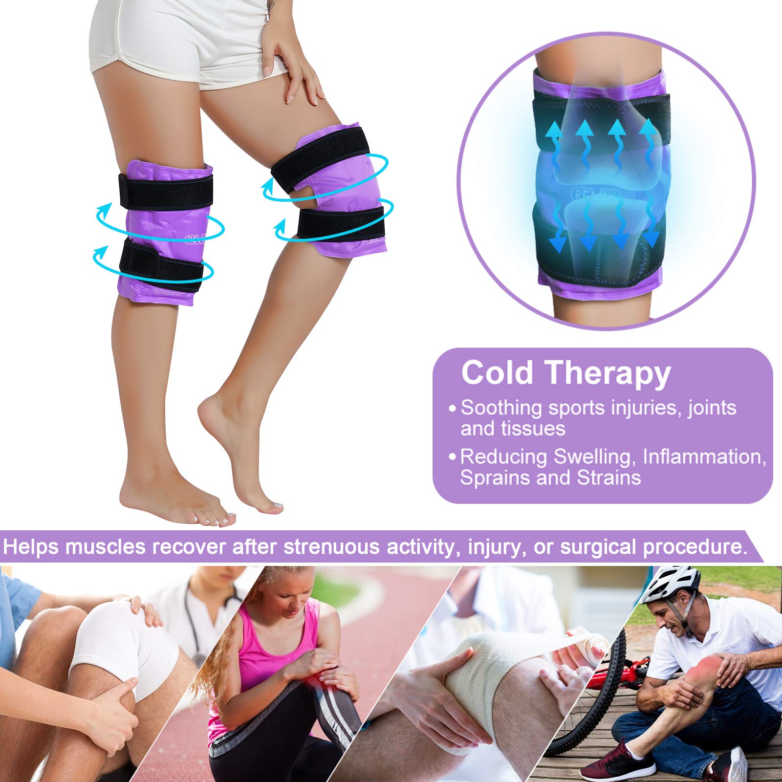 REVIX Reusable Shoulder & Knee Ice Pack for Injuries - Hot & Cold Therapy for Pain Relief, Swelling, Sprains, Sports Recovery (Perfect for Athletes, Post-Surgery, Arthritis)