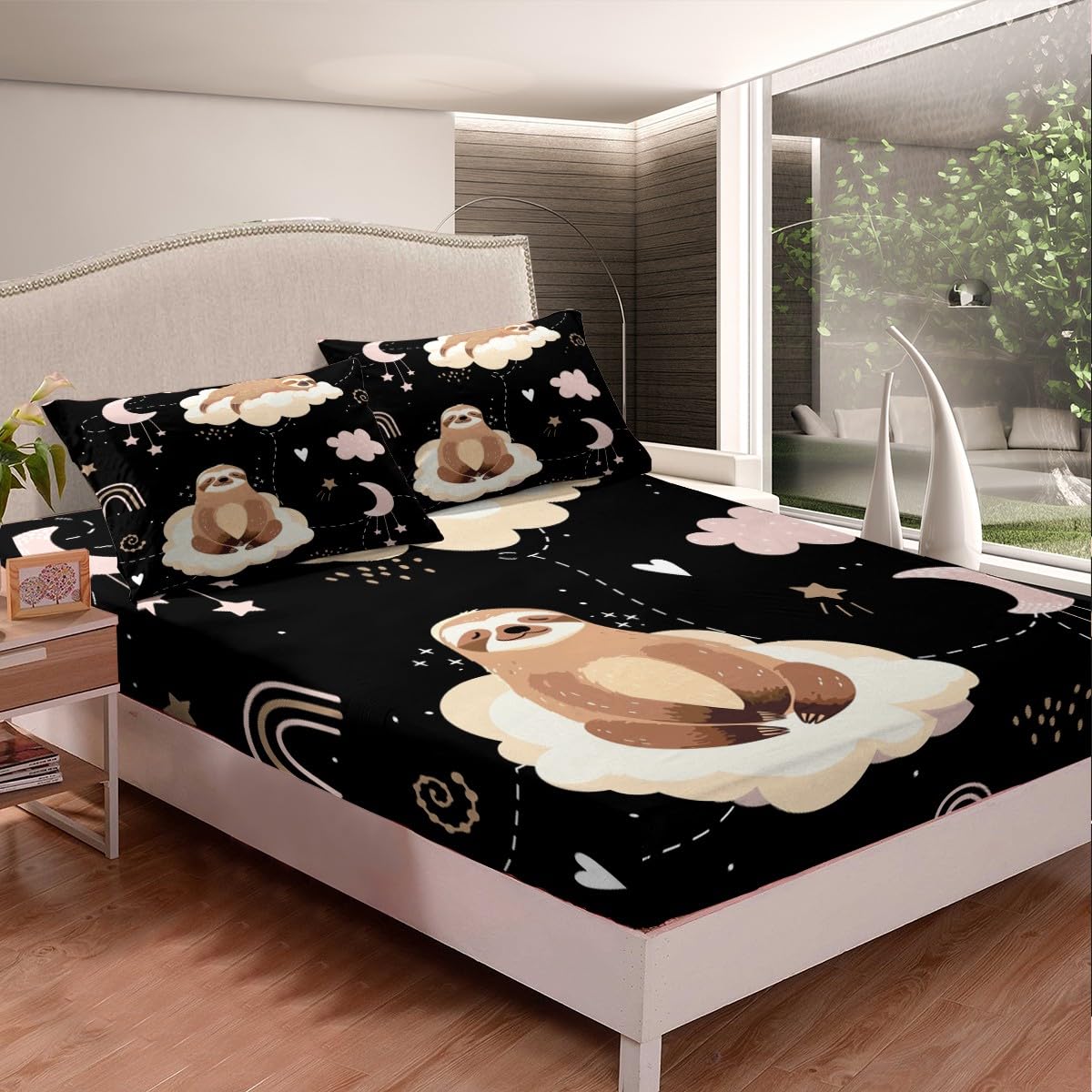 Sloth Bedding Set for Kids - Cute Animal Print Microfiber Fitted Sheet & Bed Cover - Twin Size Boys Girls Room Decor | Perfect for Nursery, Bedroom & Sleepover Party Decorations