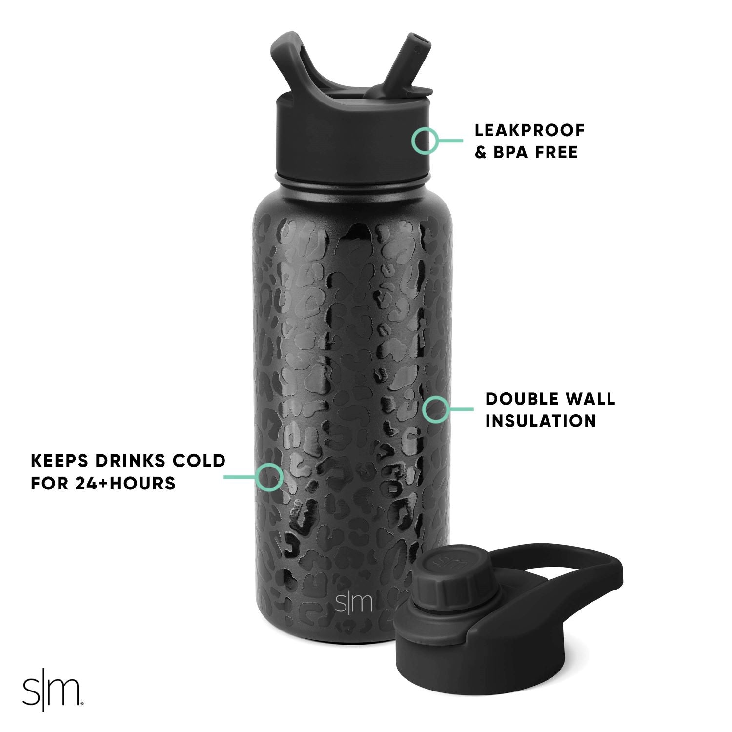 Summit Insulated Water Bottle with Straw & Chug Lid - 32oz Leakproof Stainless Steel Thermos for Gym, Hiking & Outdoor Activities
