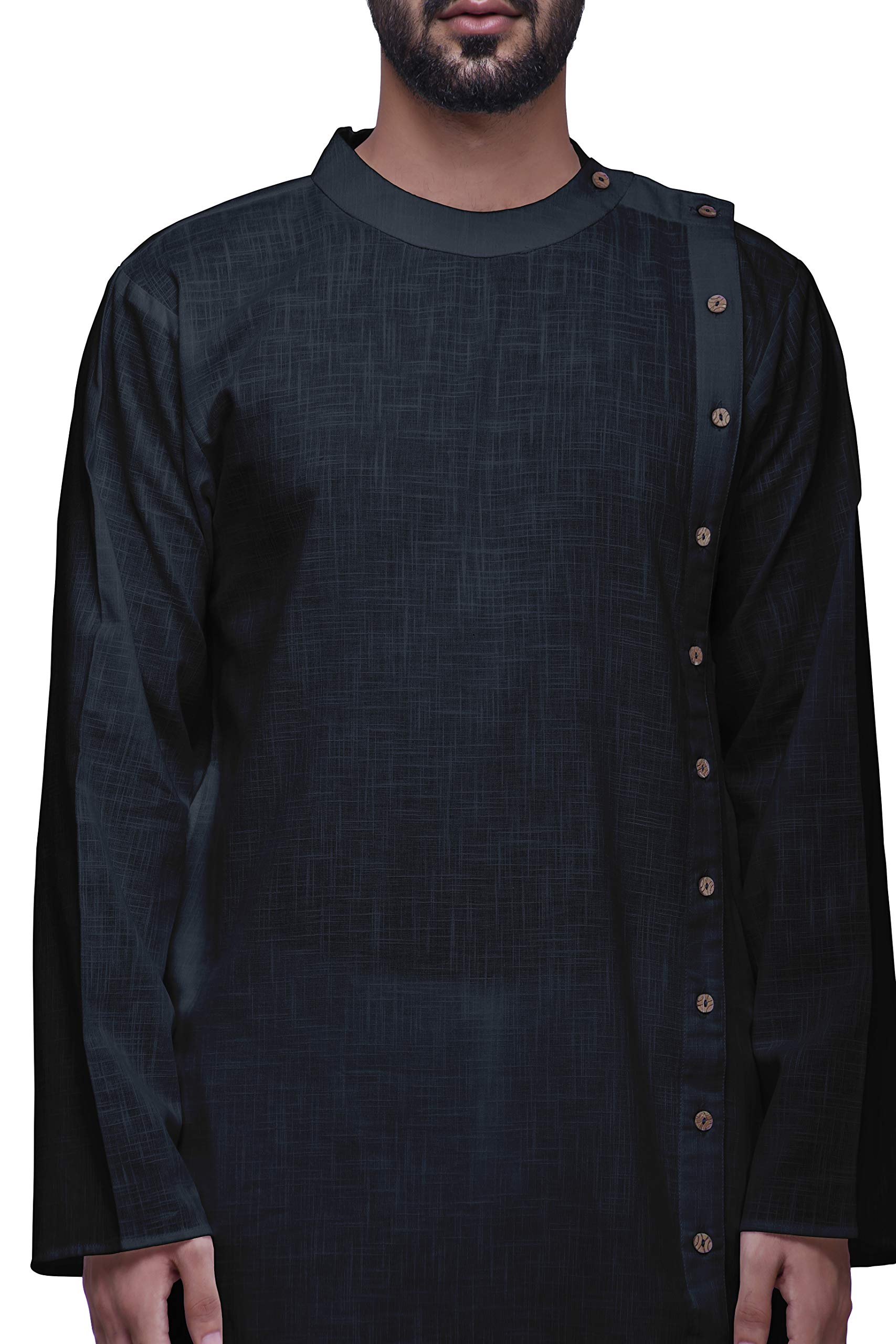 Atasi Men's Solid Satin Slub Long Sleeve Kurta Shirt | Elegant Traditional Wear for Festivals, Weddings & Formal Events
