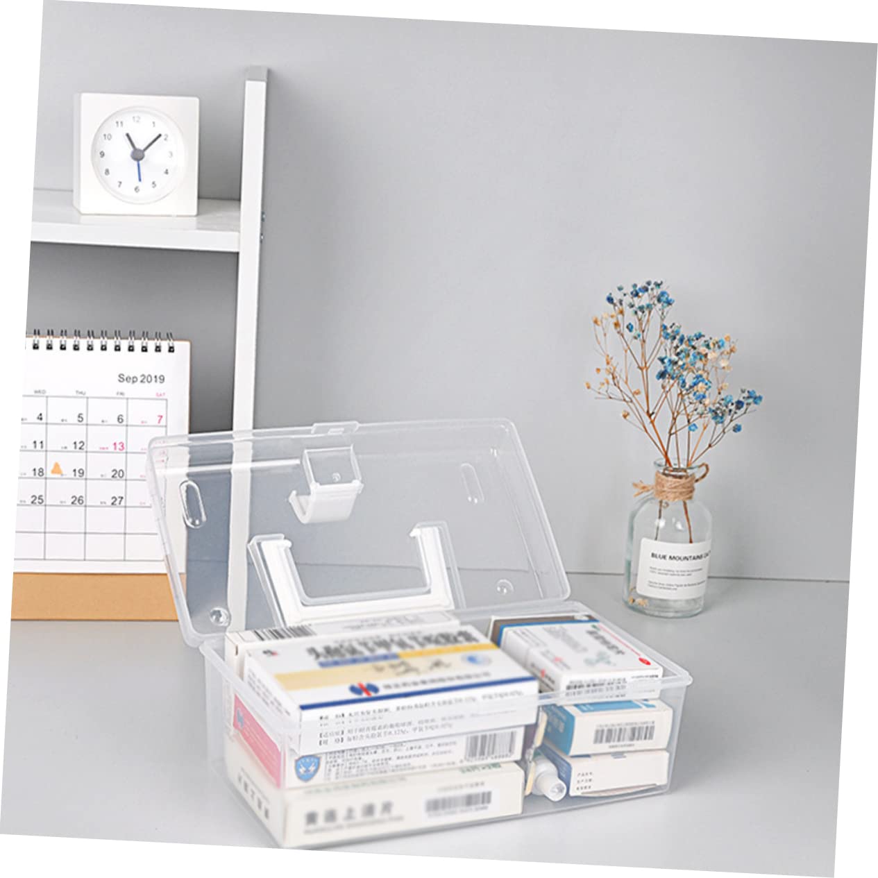 White Medicine Storage Organizer Box - Portable Pill Holder for Cabinet, Car & Travel | Compact Medical Kit for Daily Medication & First Aid Supplies