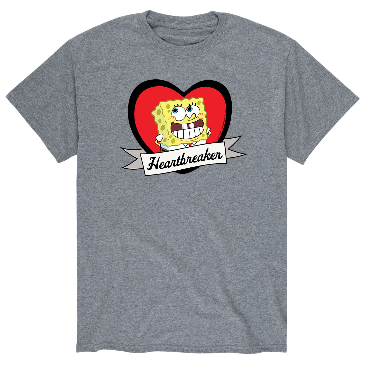 HYBRID APPAREL Men's Spongebob Squarepants Heartbreaker Graphic T-Shirt - Short Sleeve Cotton Tee for Casual Wear, Gifts & Pop Culture Fans