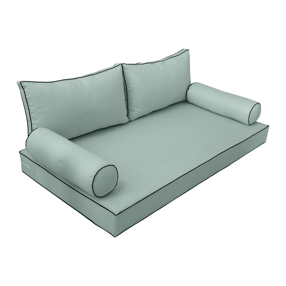 Prolinemax SLIPCOVER ONLY - S2 Outdoor Daybed Mattress Bolster Backrest Cushion Covers with Contrast Trim for Twin-XL Size (AD002) | Weather-Resistant Patio Furniture Cover for Poolside Lounging and Garden Relaxation