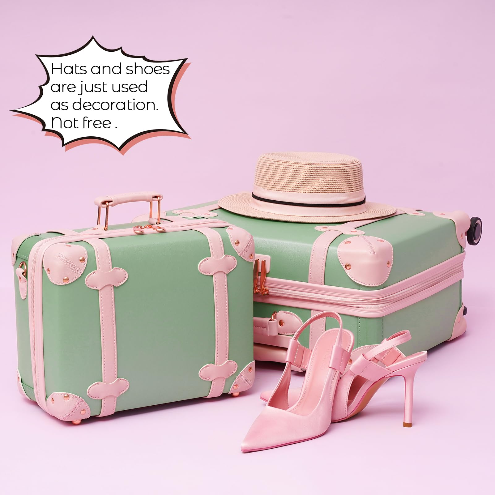 Vintage Luggage Set with Wheels - Retro Suitcase & Travel Trunk Set for Women & Men | Durable Spinner Carry-On for Air Travel, Weekend Getaways & Business Trips