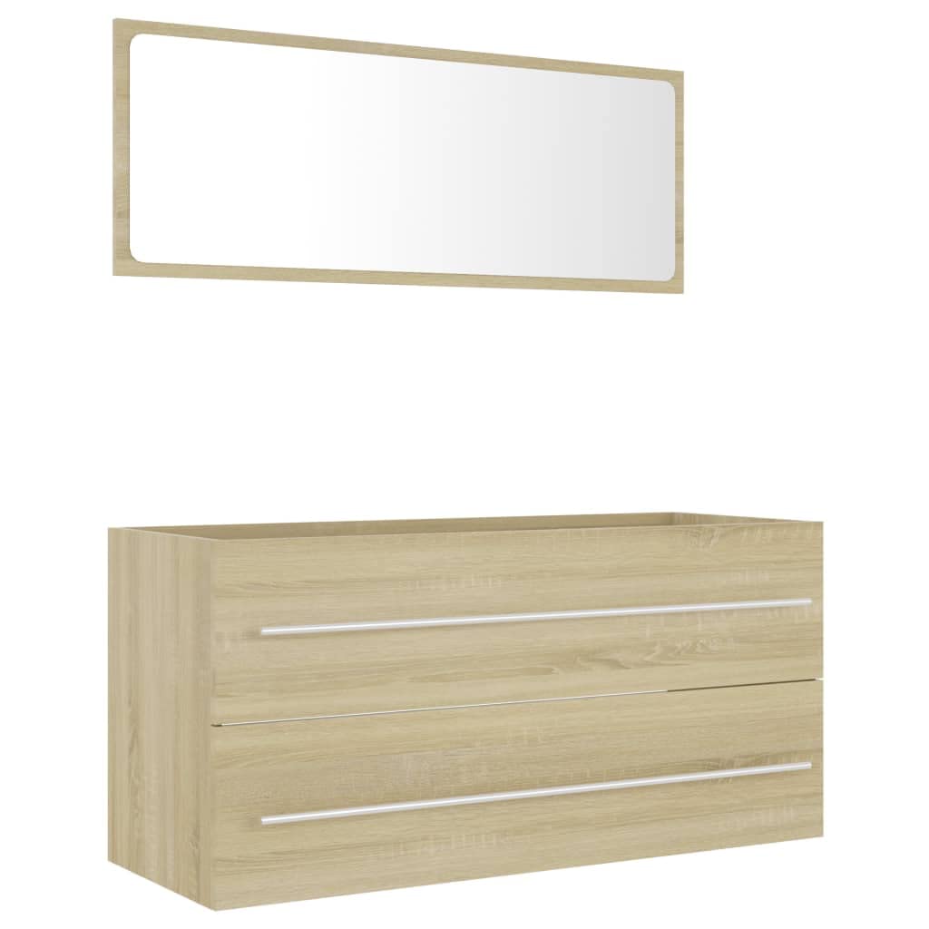 vidaXL 2-Piece Bathroom Vanity Set with Storage, Sonoma Oak Finish, Engineered Wood - Perfect for Small Bathrooms & Powder Rooms
