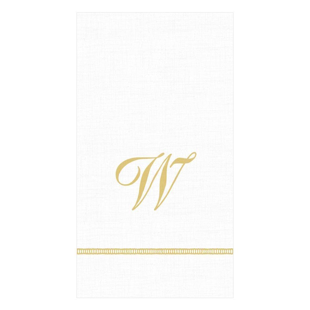 Caspari Hemstitch Script Letter W Guest Towel Napkins - Set of 30 - Elegant Paper Napkins for Weddings, Parties & Special Occasions