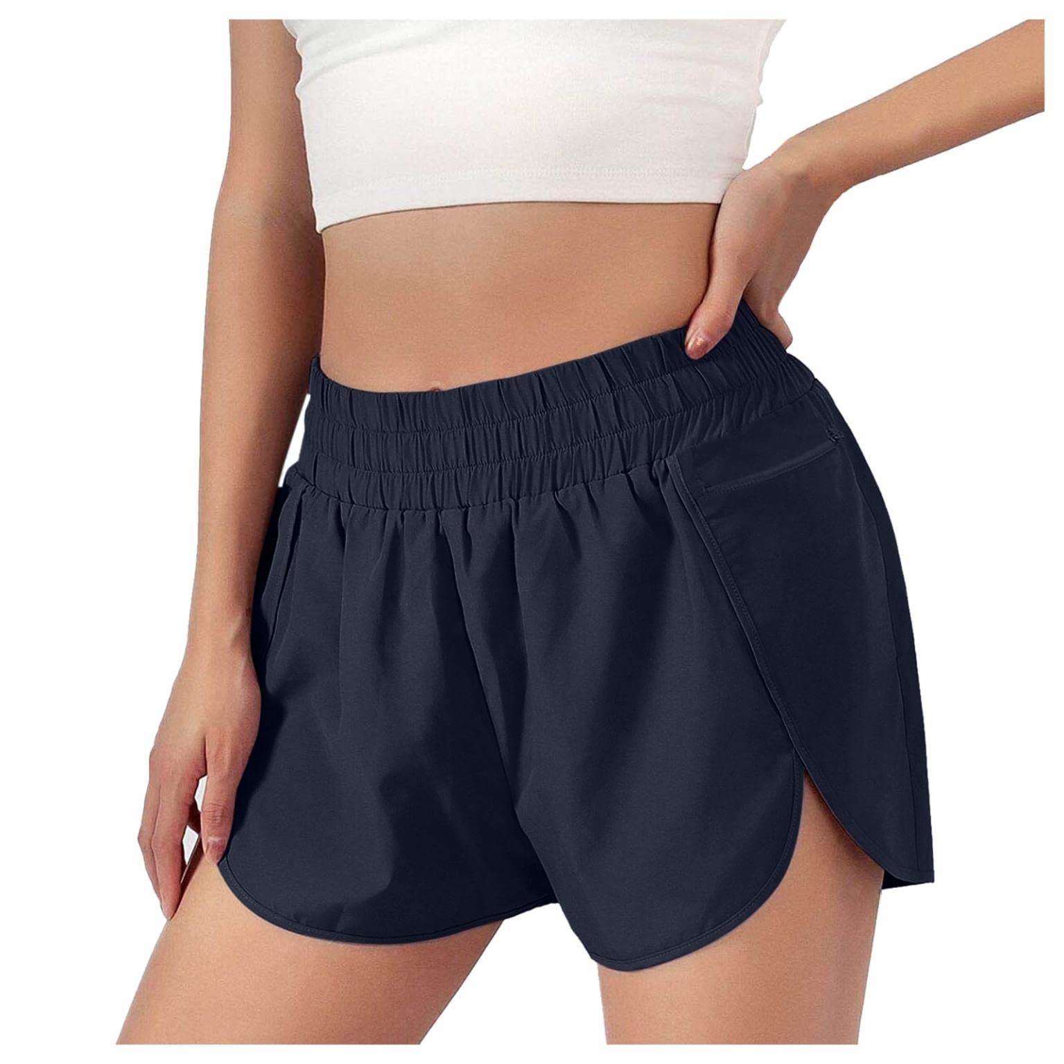 Women's Casual Elastic Waist Shorts with Pockets - Comfy Lined Lightweight Summer Short Pants for Beach, Travel & Everyday Wear