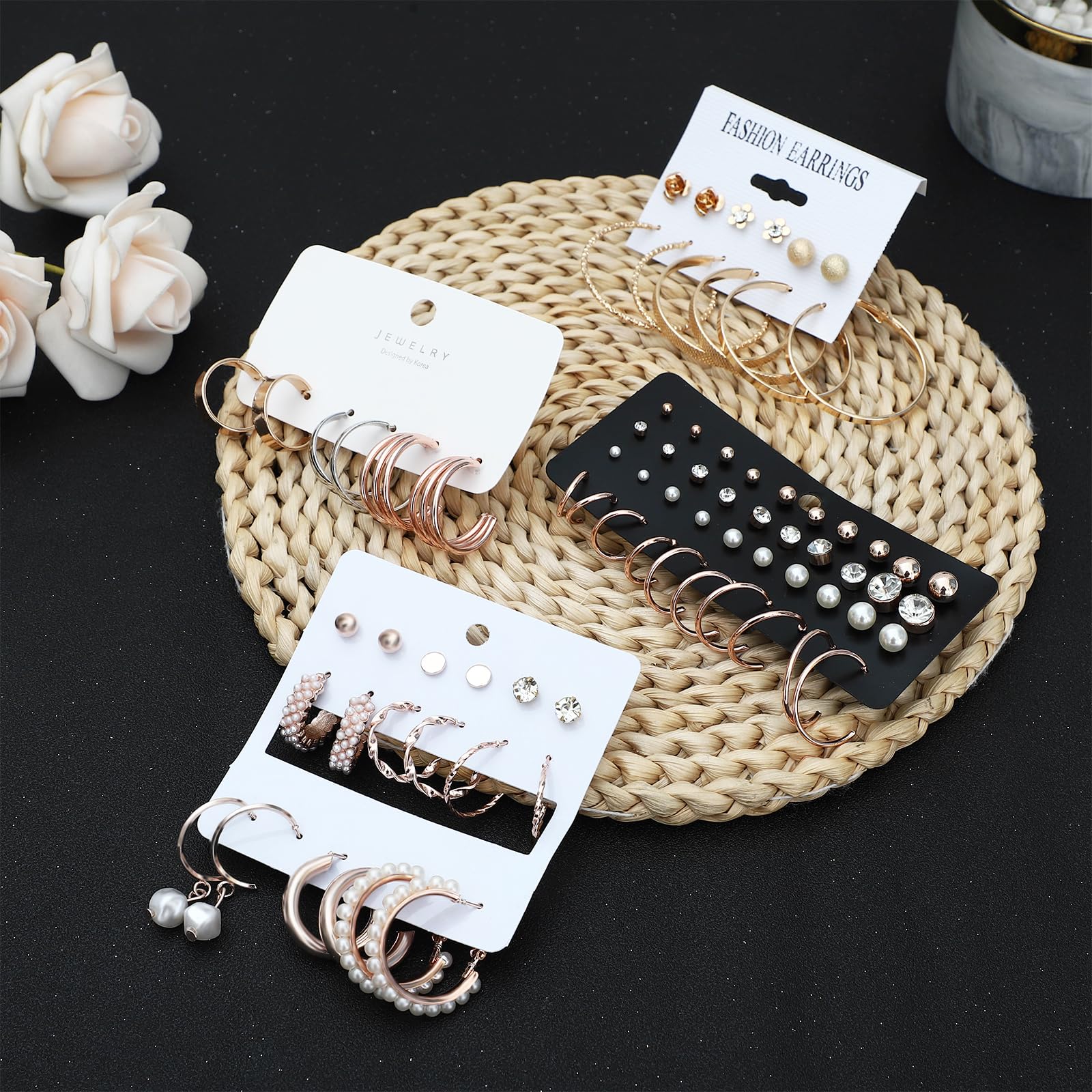 NEWITIN 10-Piece Hypoallergenic Earrings Set for Women - Fashion Studs, Hoops, Dangle & Pearl Earrings - Zircon & Cubic Zirconia Jewelry Gift Set | Perfect for Parties, Weddings & Everyday Wear