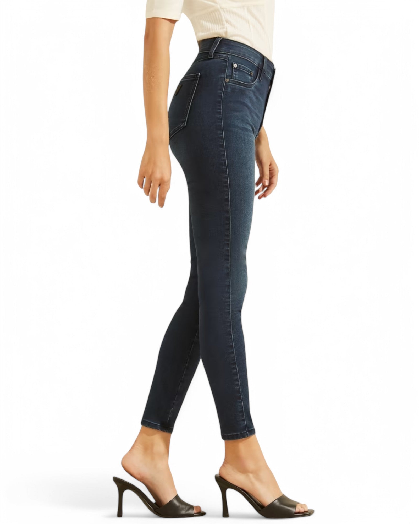 1981 Skinny High Rise Leggings for Women - Shanti Wash Stretch Denim Look Yoga Pants | Perfect for Workout, Yoga & Casual Wear