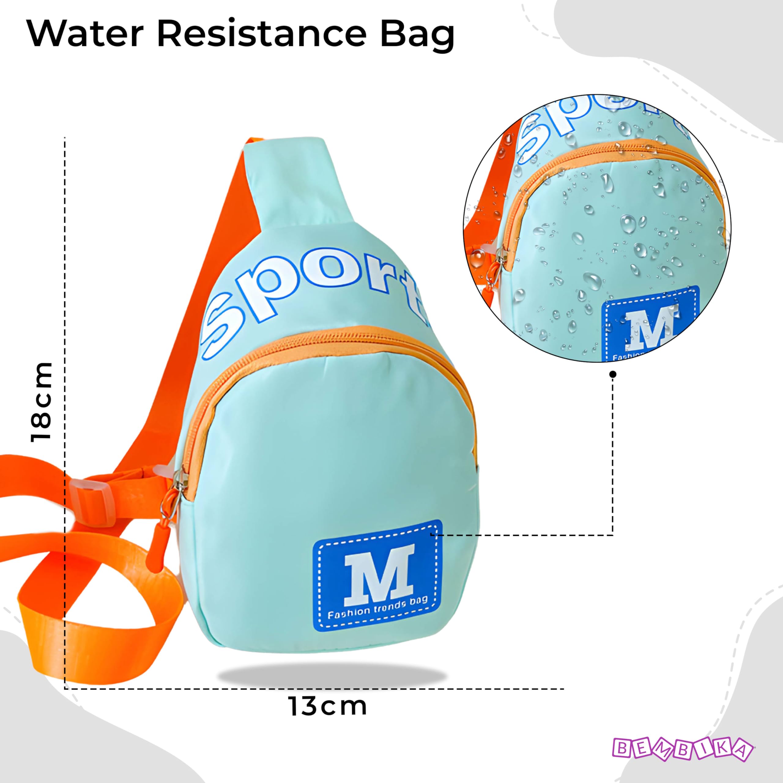 Bembika Baby Shoulder Bag for Kids - Adorable & Functional Crossbody Sling Bag for Boys & Girls, Lightweight Daypack for School, Travel & Outings - Sky Blue