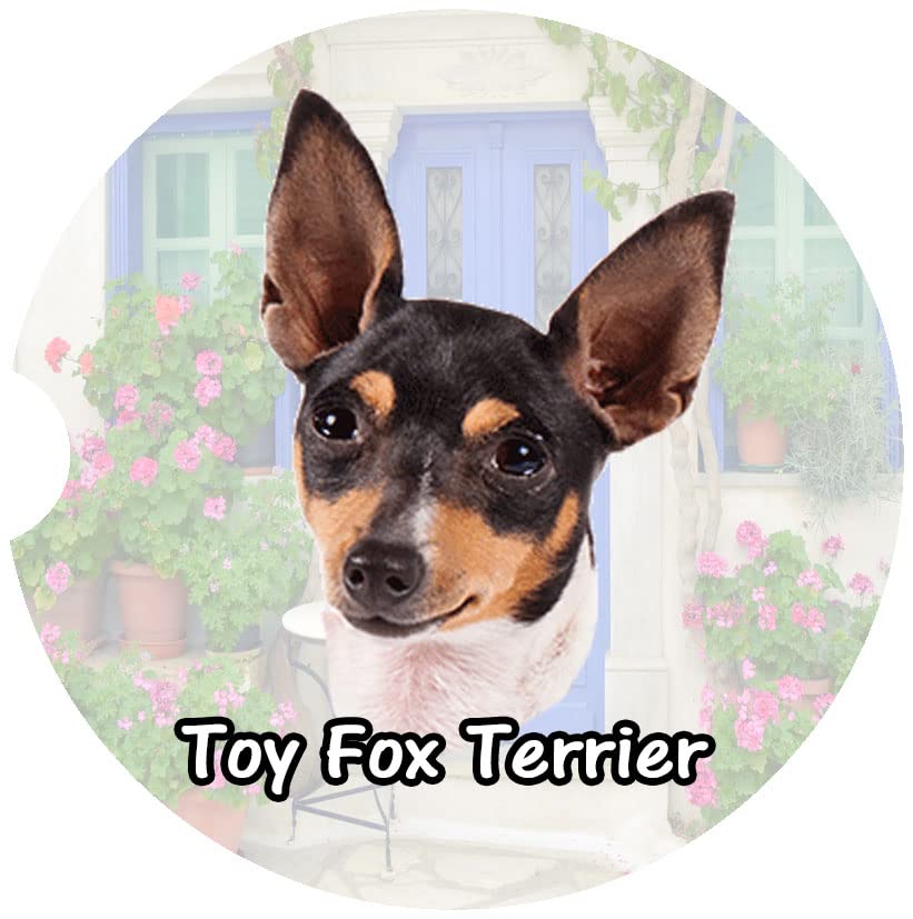 Non-Slip Sandstone Car Coaster Set for Cup Holders - Cute Toy Fox Terrier Design, Absorbent & Durable for Coffee, Drinks, and Spills - Perfect Gift for Dog Lovers & Car Accessories