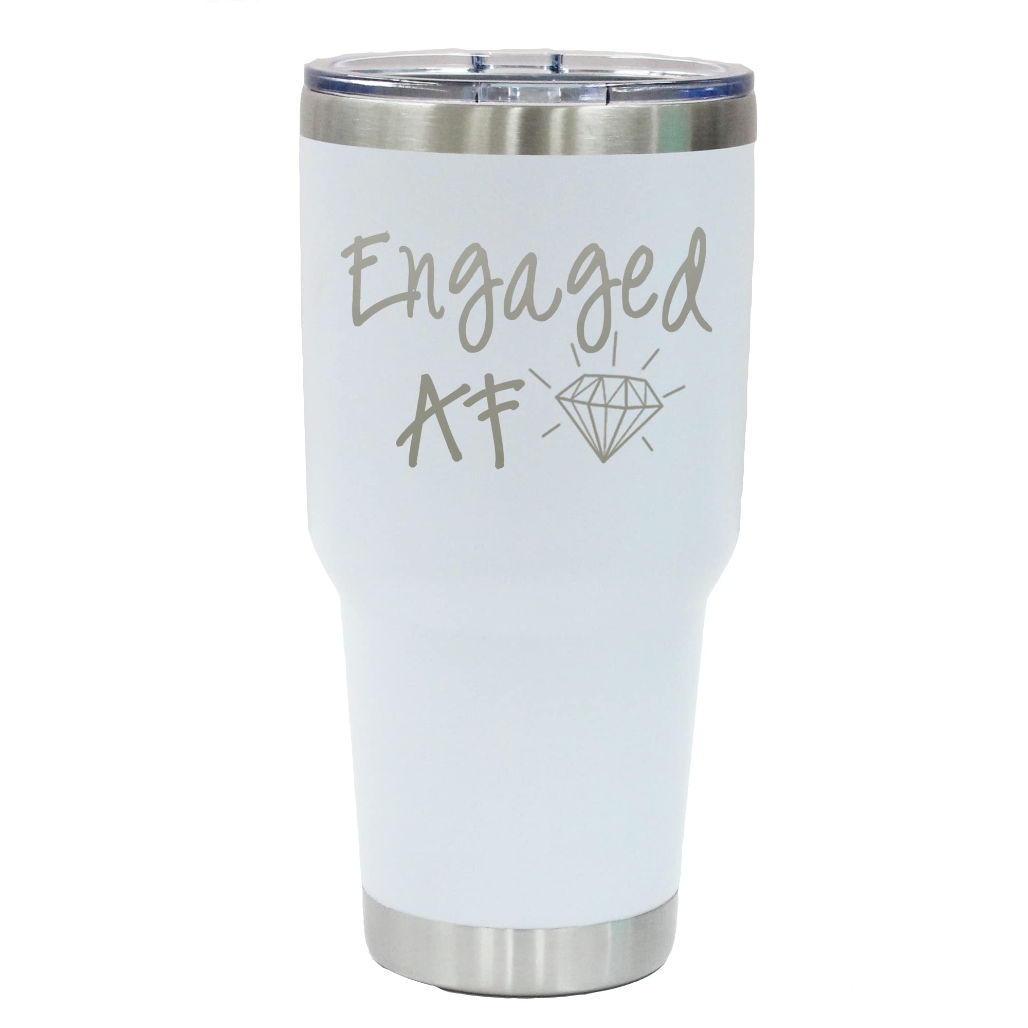 30 oz Insulated Stainless Steel Tumbler with Lid - Funny Engaged AF Turquoise Cup | Perfect Engagement Gift for Bride, Wedding Party Favors | Great for Coffee, Iced Drinks & Office Use