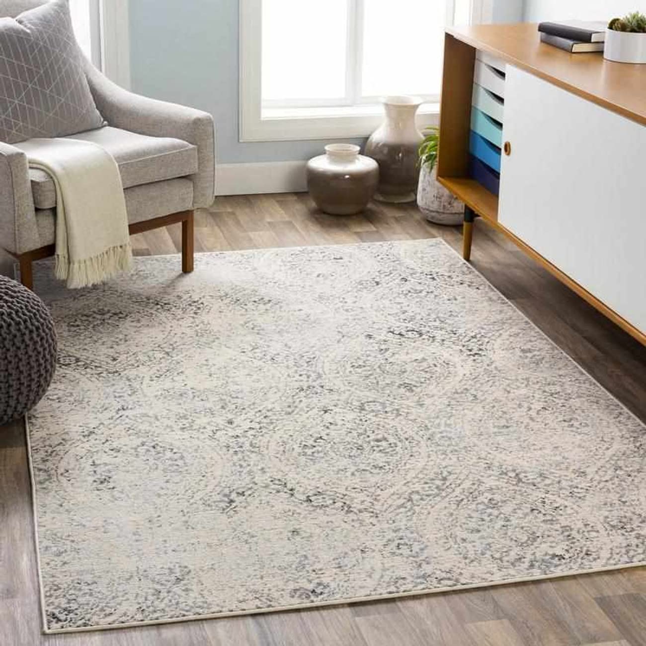 Mark&Day 8x10 Westhem Transitional Charcoal Area Rug - Soft Modern Carpet for Living Room, Bedroom, Kitchen - White/Beige/Black (7'10