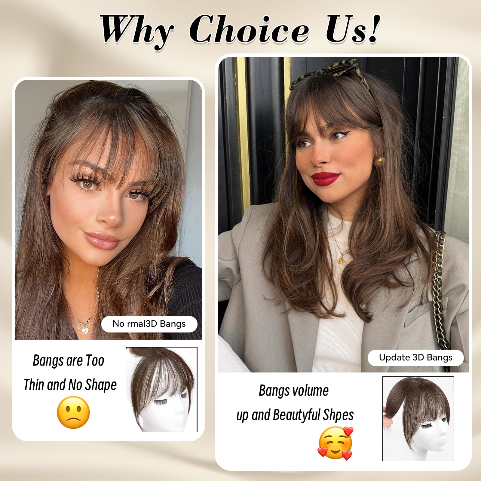 100% Real Human Hair Clip-in Bangs for Women - Dark Brown Wispy Fake Bangs Hair Topper with 360° Lace Coverage | Perfect for Daily Wear, Cosplay & Instant Hairstyle Transformation