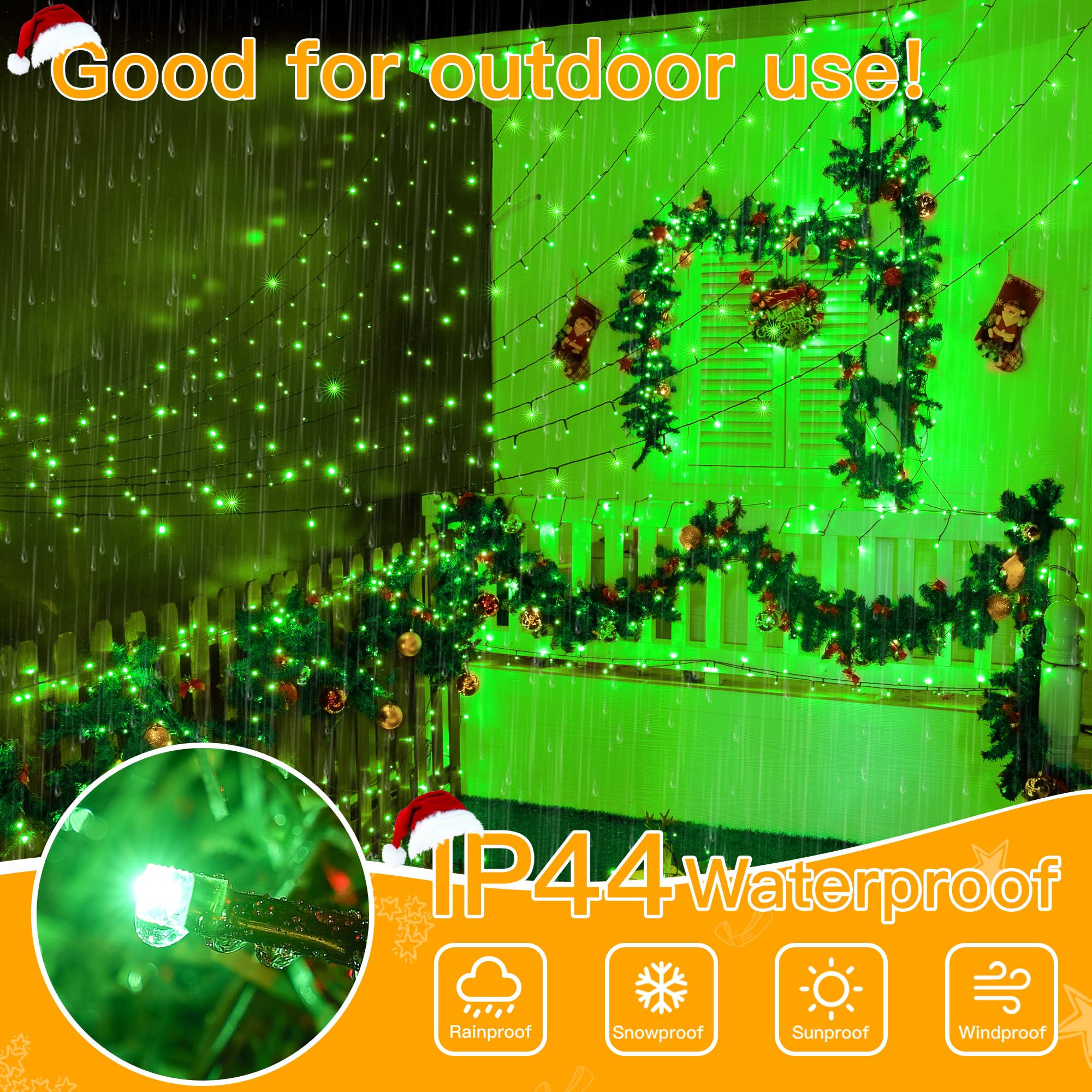 Ollny 400LED 132FT Christmas Tree Lights with Remote - 8 Lighting Modes & Timer, Waterproof Outdoor/Indoor Holiday Decor for Xmas, Thanksgiving, Home, Yard, and Party Decorations
