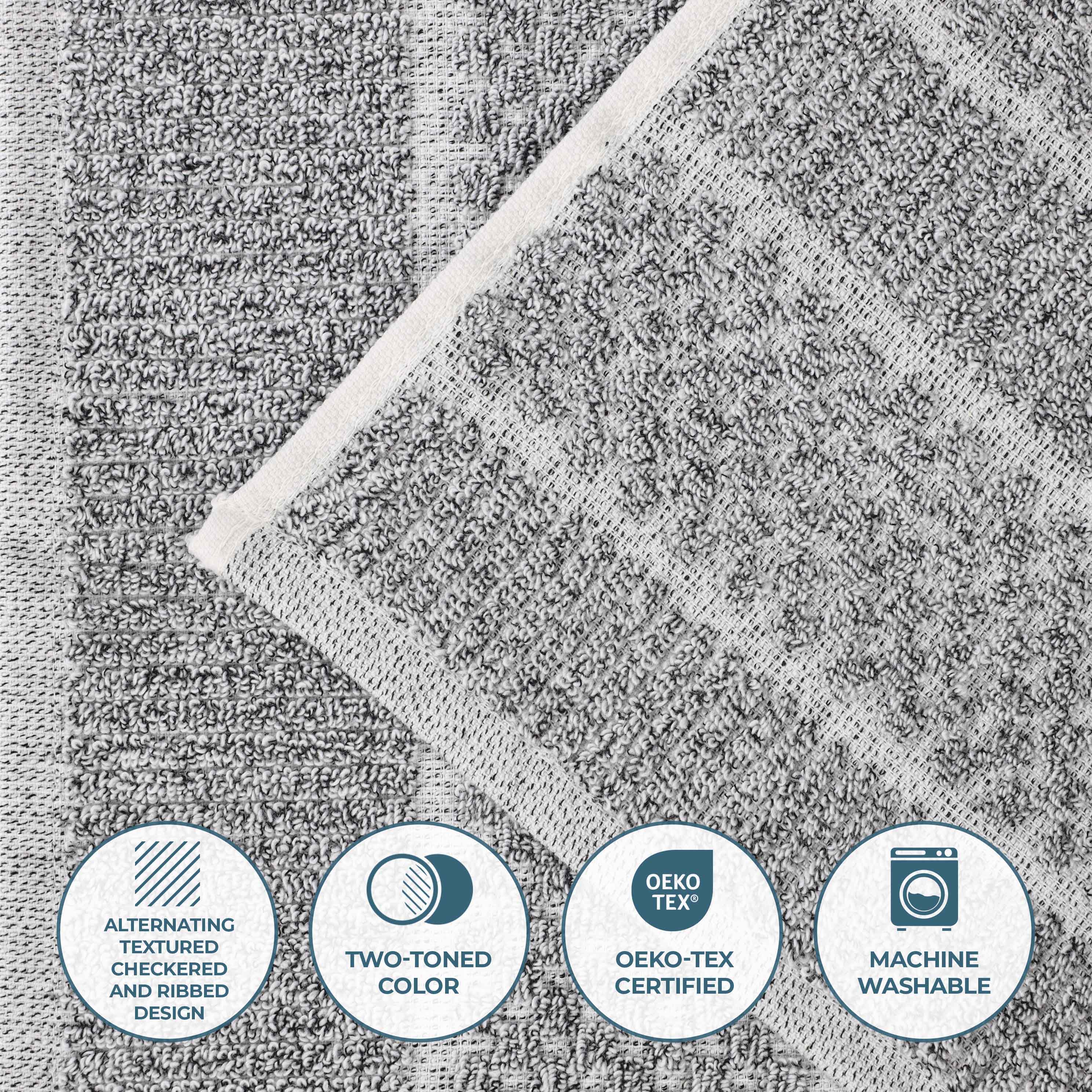 Premium Cotton Blend Checkered and Ribbed Bath Sheets Set of 2 - Super Absorbent, Soft & Quick-Drying Luxury Towels for Spa, Bathroom, Pool, and Beach Use