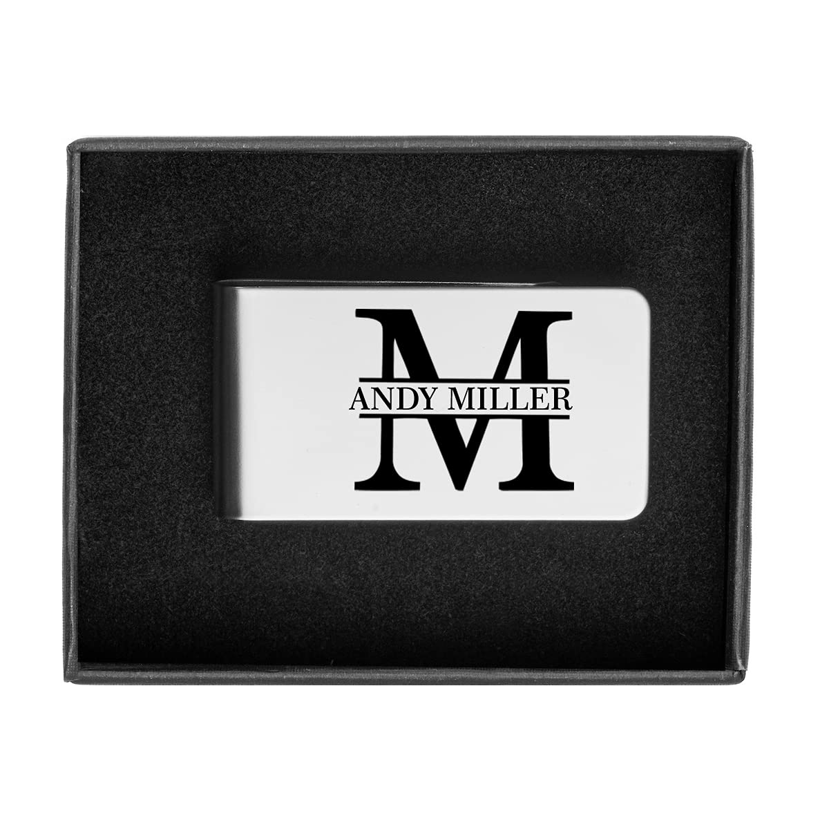 Personalized Stainless Steel Engraved Money Clip with Gift Box - Custom Monogram Initials for Men, Perfect for Weddings, Graduations & Corporate Gifts