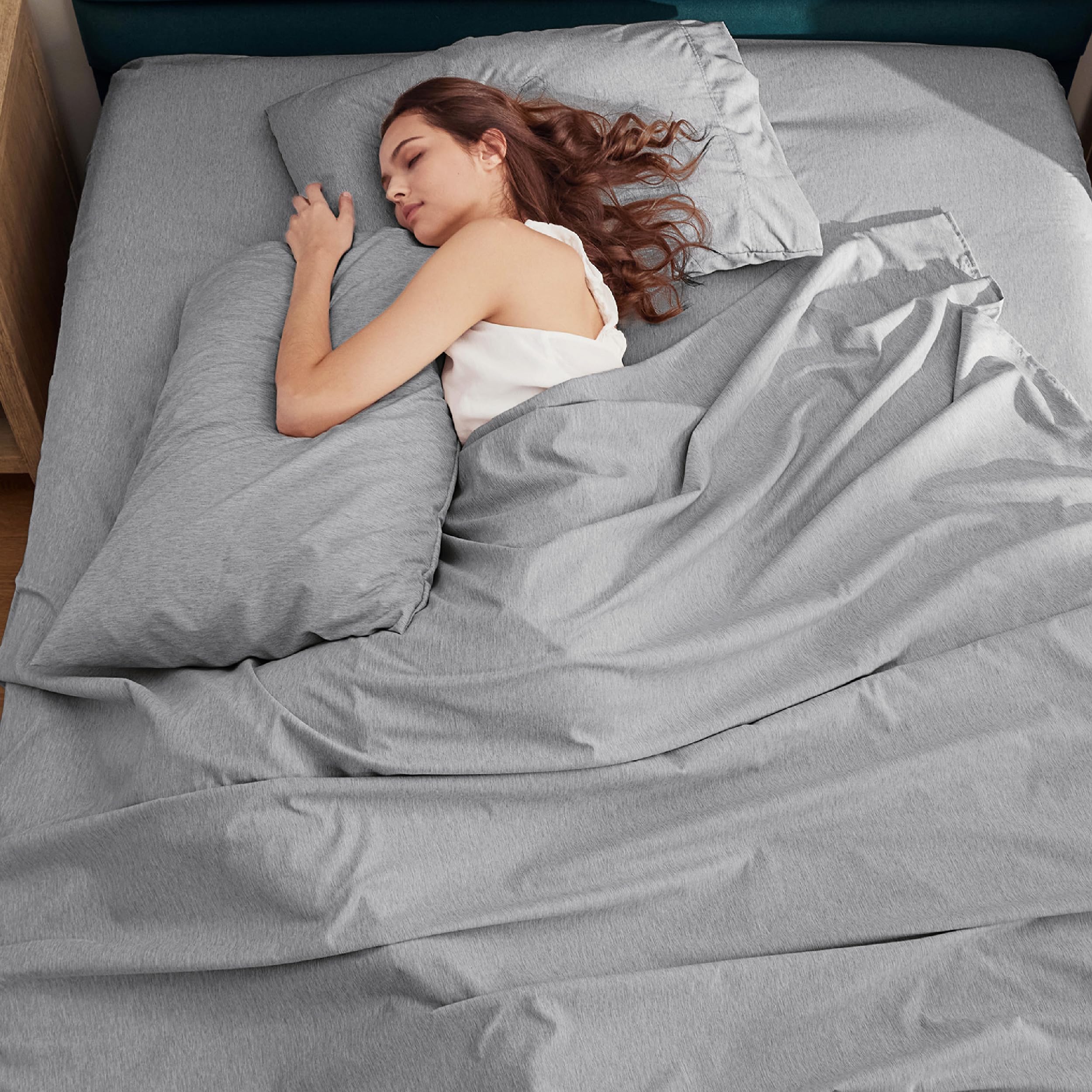Bedsure Queen Sheet Set - 4 Piece Soft Cooling Bed Sheets, Luxury Cationic Dyed Deep Pocket Fitted Sheets, Breathable Wrinkle-Free Grey - Perfect for Hot Sleepers & Guest Bedrooms