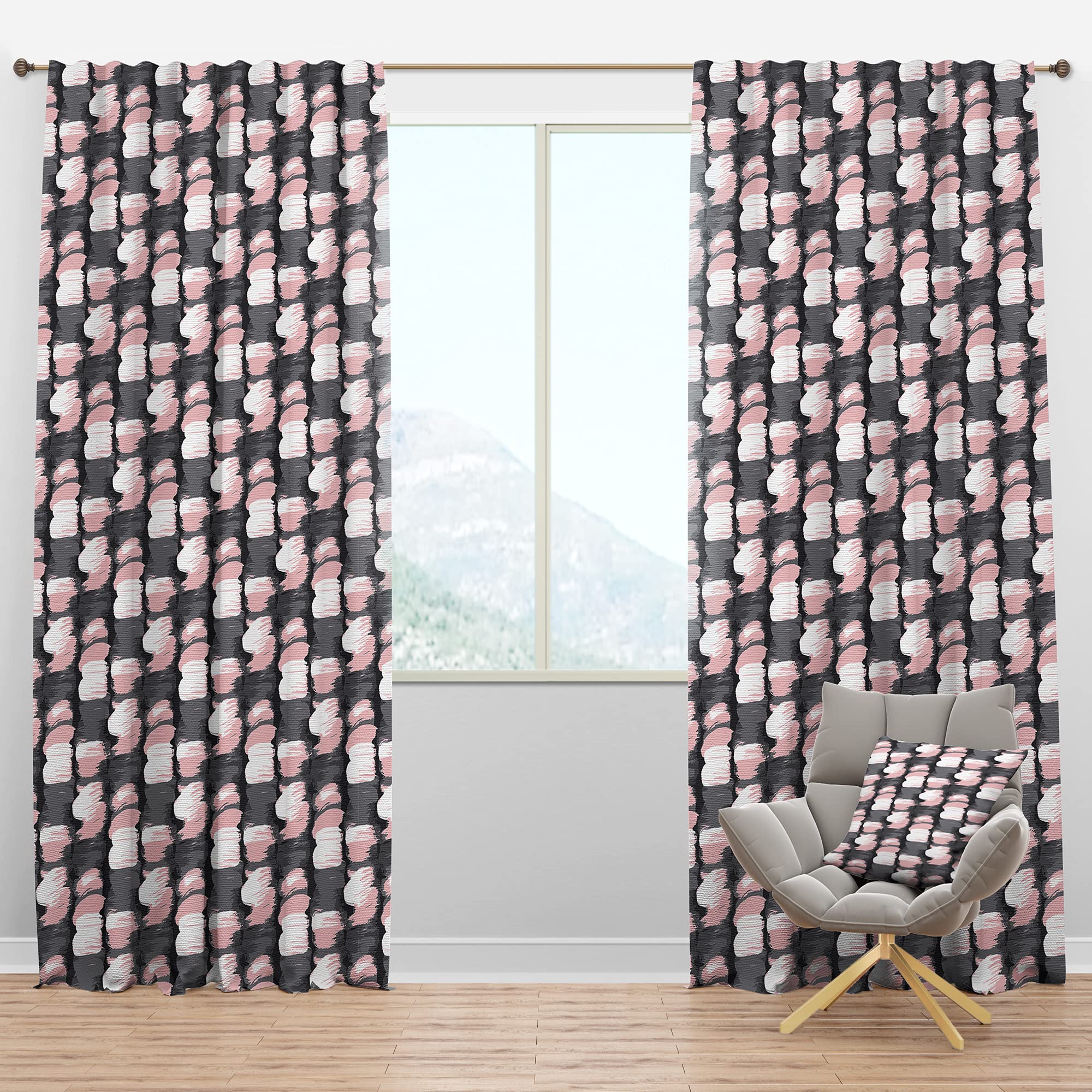 DesignQ Blackout Curtains - Thermal Insulated Paint Brush Strokes Pattern Window Drapes for Bedroom & Living Room (52x95, Single Panel) - Perfect for Light Blocking, Privacy & Temperature Control