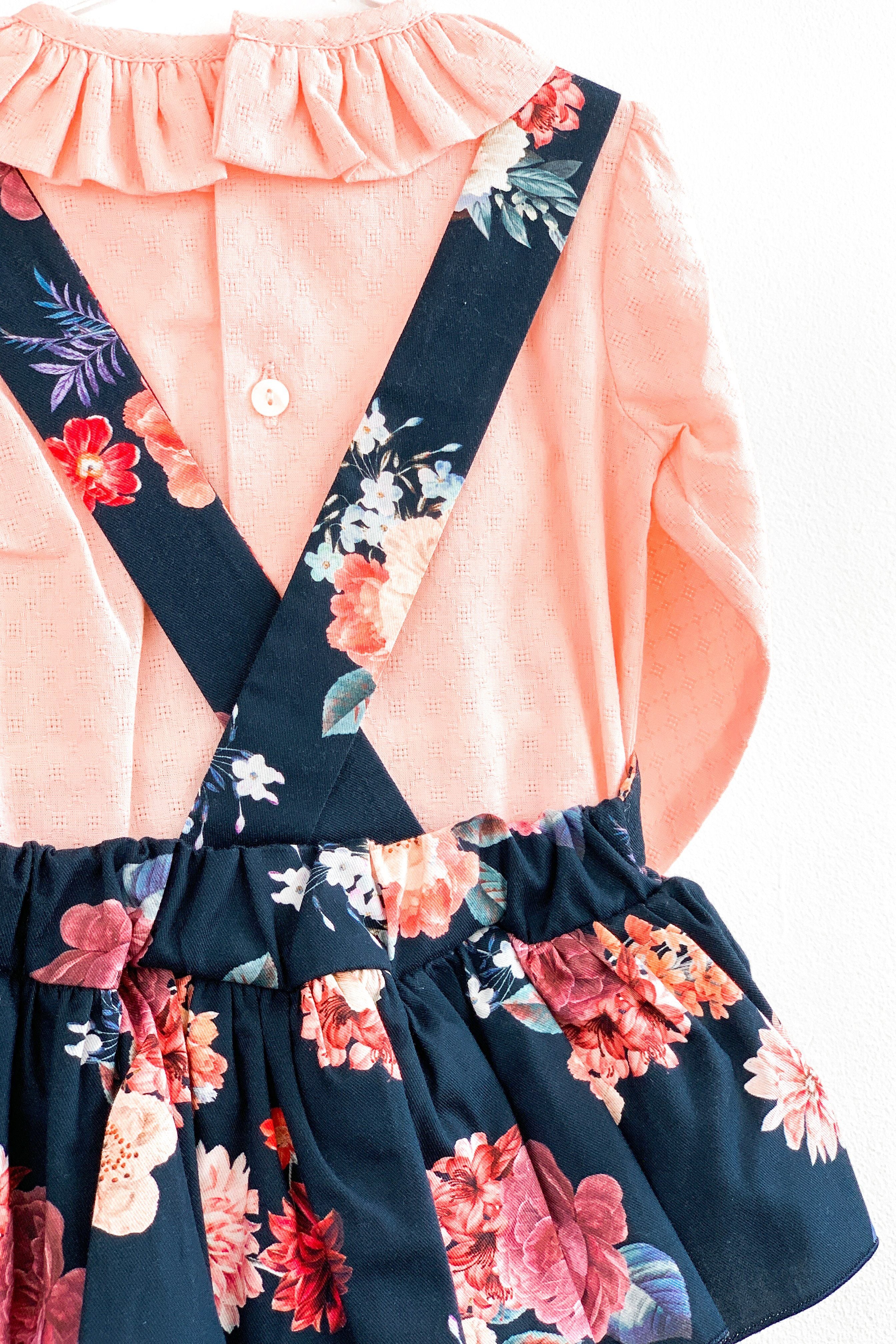 Darcie Blouse & Floral Tutu Dungaree Romper - Women's Fashion Outfit for Casual Wear, Photo Shoots & Special Occasions