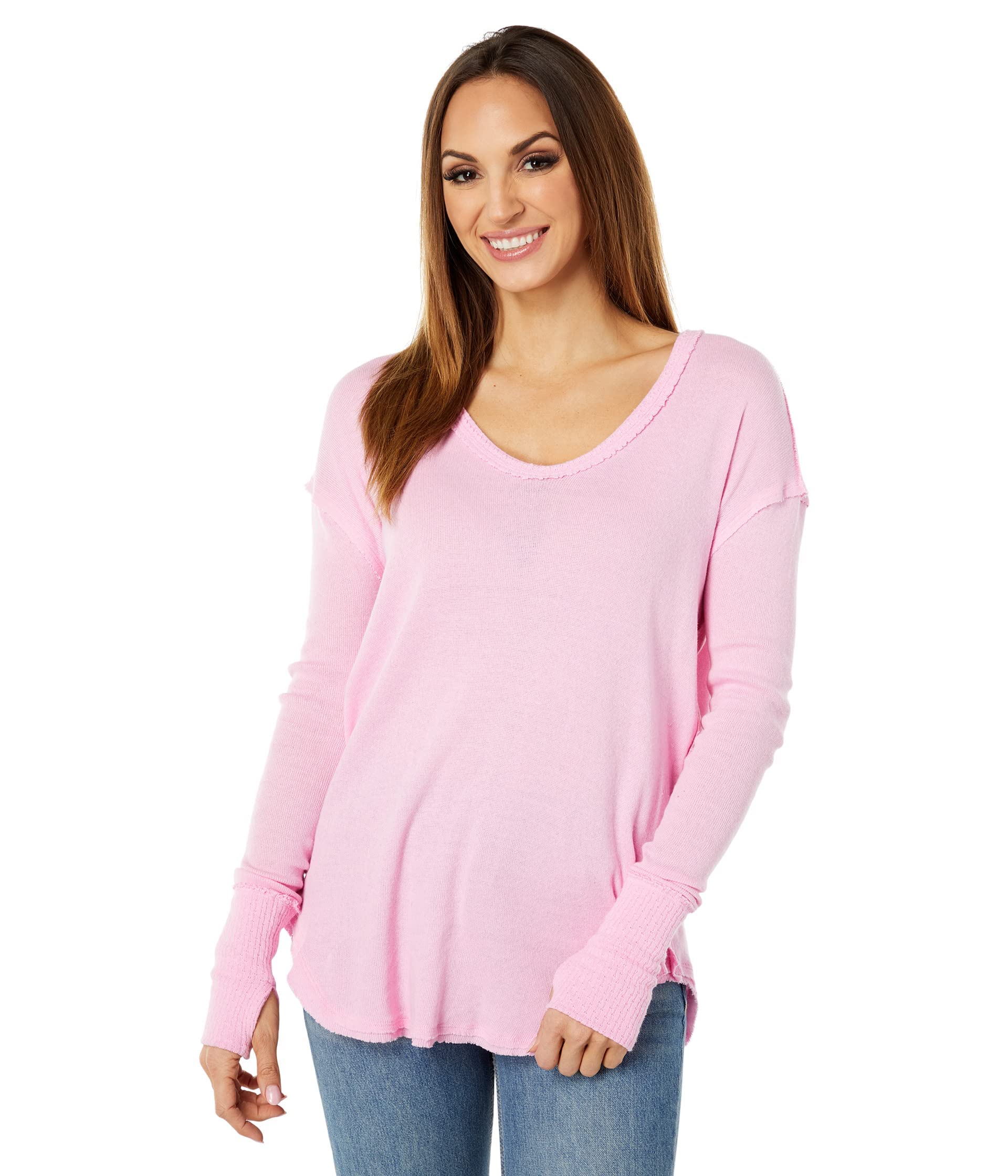 Free People Colby Long Sleeve Oversized Slouchy Tee - Women's Casual Loose Fit T-Shirt for Everyday Wear, Layering & Boho Outfits