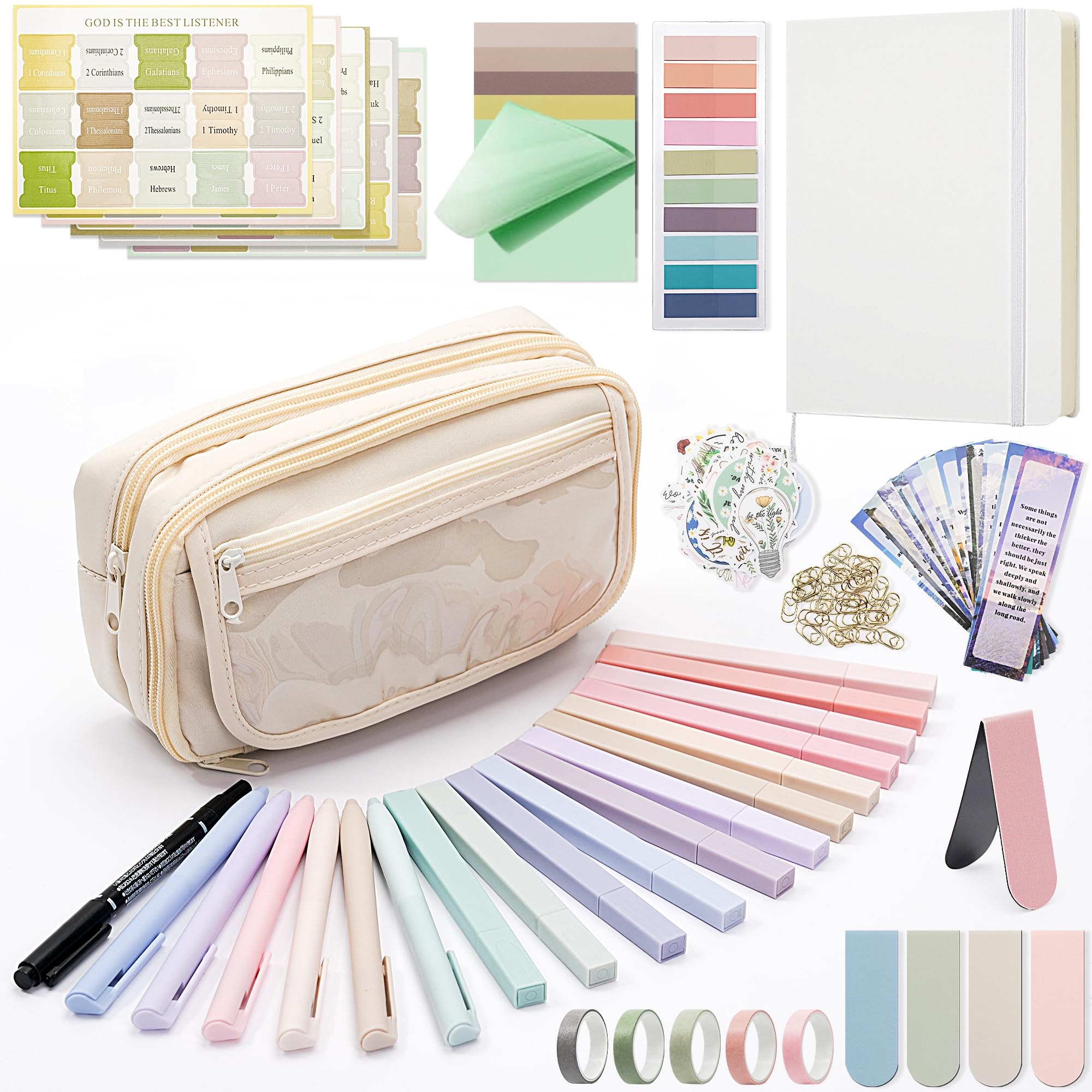 Vienrose Bible Journaling Kit - 75 No Bleed Highlighters & Pens, Bible Study Supplies with Tabs for Women | Perfect for Scripture Study, Church Notes & Christian Gift Giving