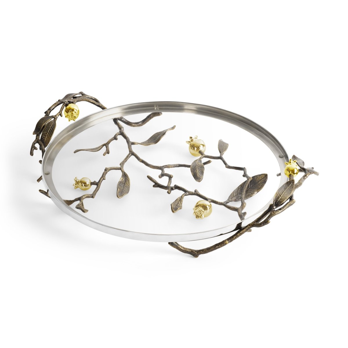 Premium Pomegranate Glass Serving Platter - Elegant Fruit & Dessert Tray for Parties, Weddings & Holiday Entertaining