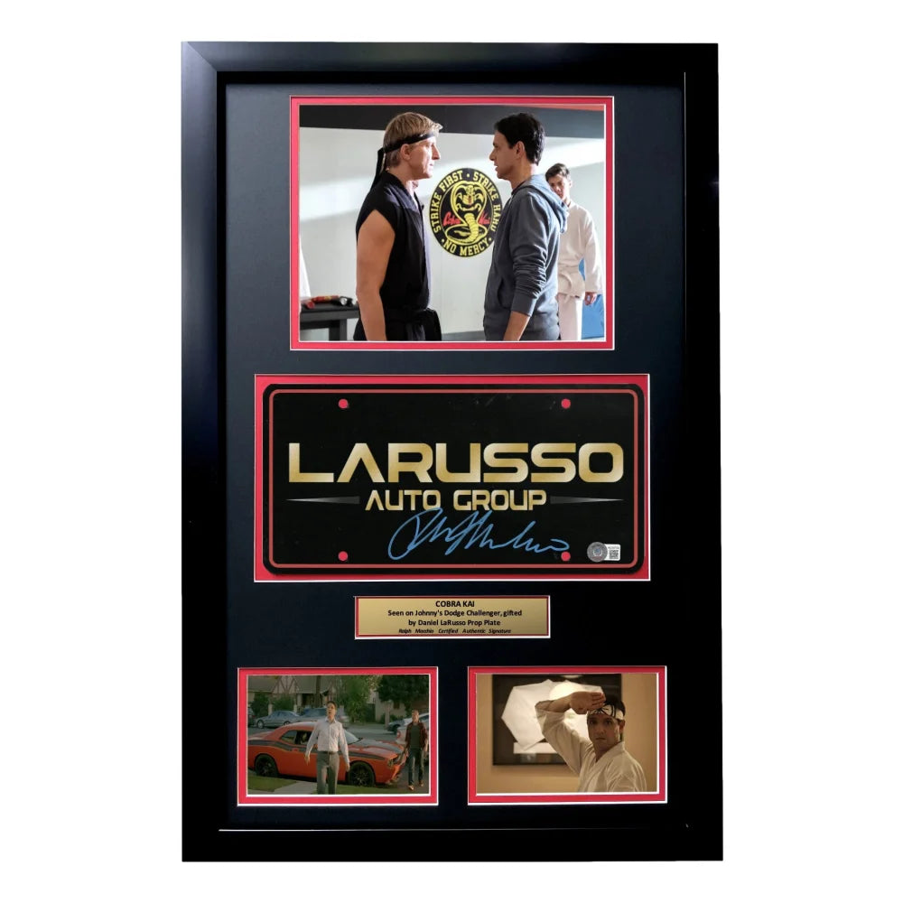 Ralph Macchio Signed Cobra Kai Movie Car License Plate - Framed BAS Autographed Karate Kid Memorabilia - Perfect for Home Theater Decor, Man Cave Display & Movie Fan Gift