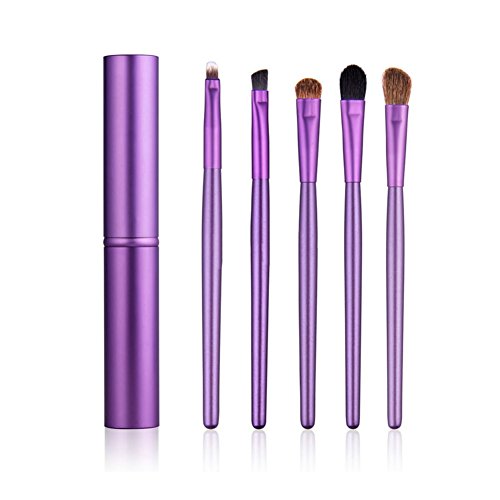 AMarkUp Professional 5-Piece Pony Hair Eyeshadow Brush Set - Premium Eye Makeup Kit with Round Tube (Purple) for Perfect Blending & Smokey Eye Looks | Ideal for Daily Makeup, Professional Artists & Travel