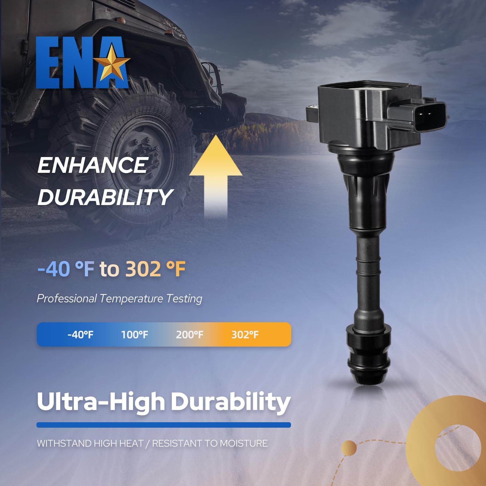 ENA Set of 8 Ignition Coil Packs 5.6L V8 Compatible with Infiniti QX56 & Nissan Titan Truck, Armada (2004-2006) - Replacement for UF510, C1483, 224487S015, 5C1482 - Improves Engine Performance & Fuel Efficiency