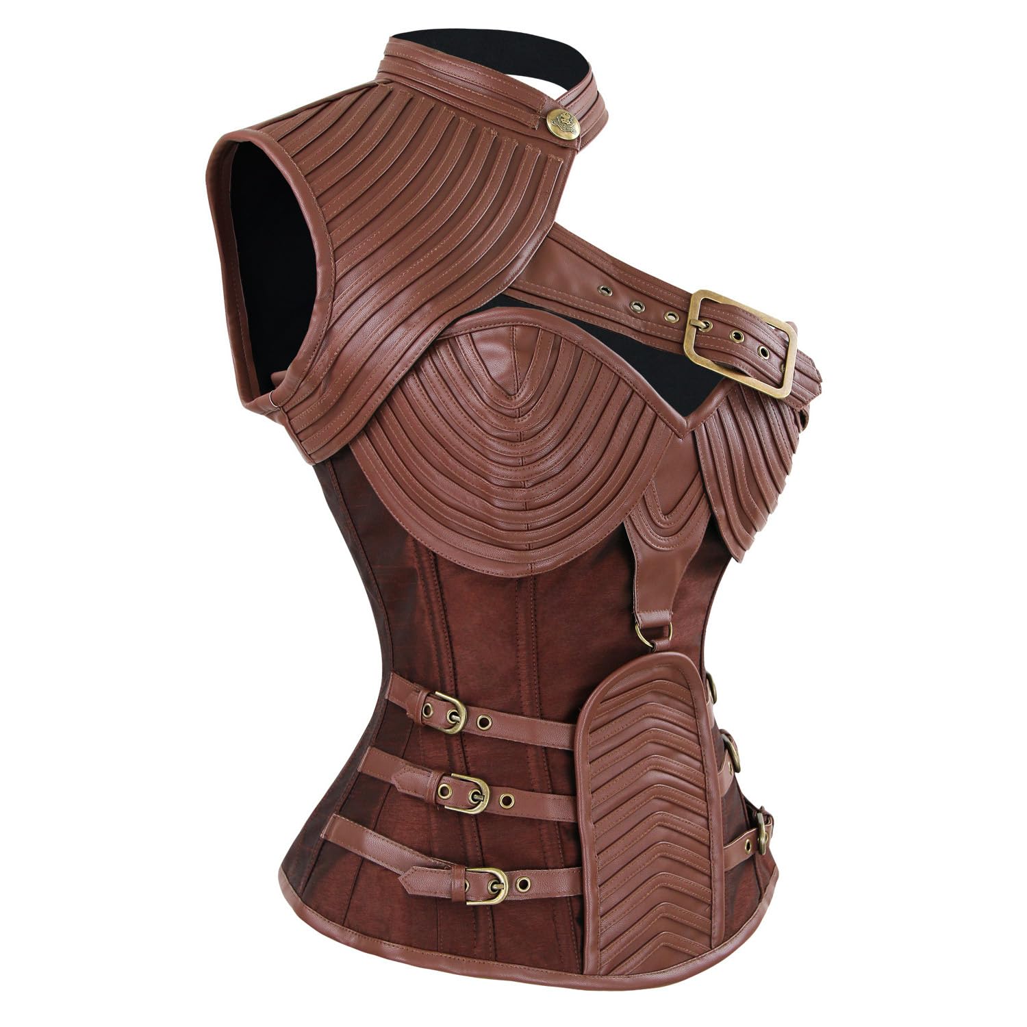 Charmian Women's Steampunk Gothic Corset - Heavy Duty Steel Boned Waist Trainer with Front Zipper for Victorian Costume, Cosplay & Burlesque Outfits