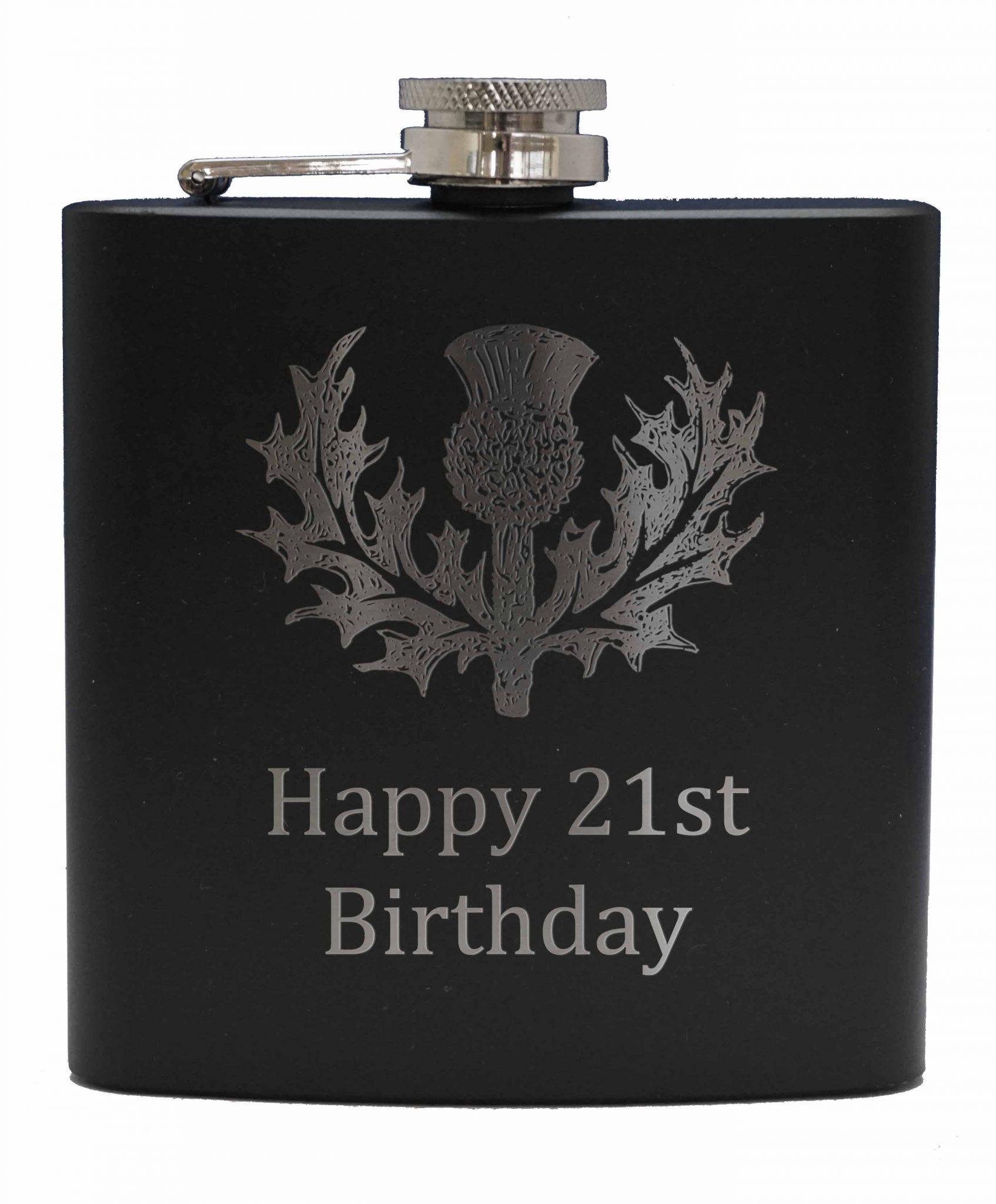 Personalized Engraved 6oz Black Stainless Steel Hip Flask - Custom Monogram Gift for Men, Whiskey Lovers - Perfect for Weddings, Birthdays, Camping & Outdoor Adventures