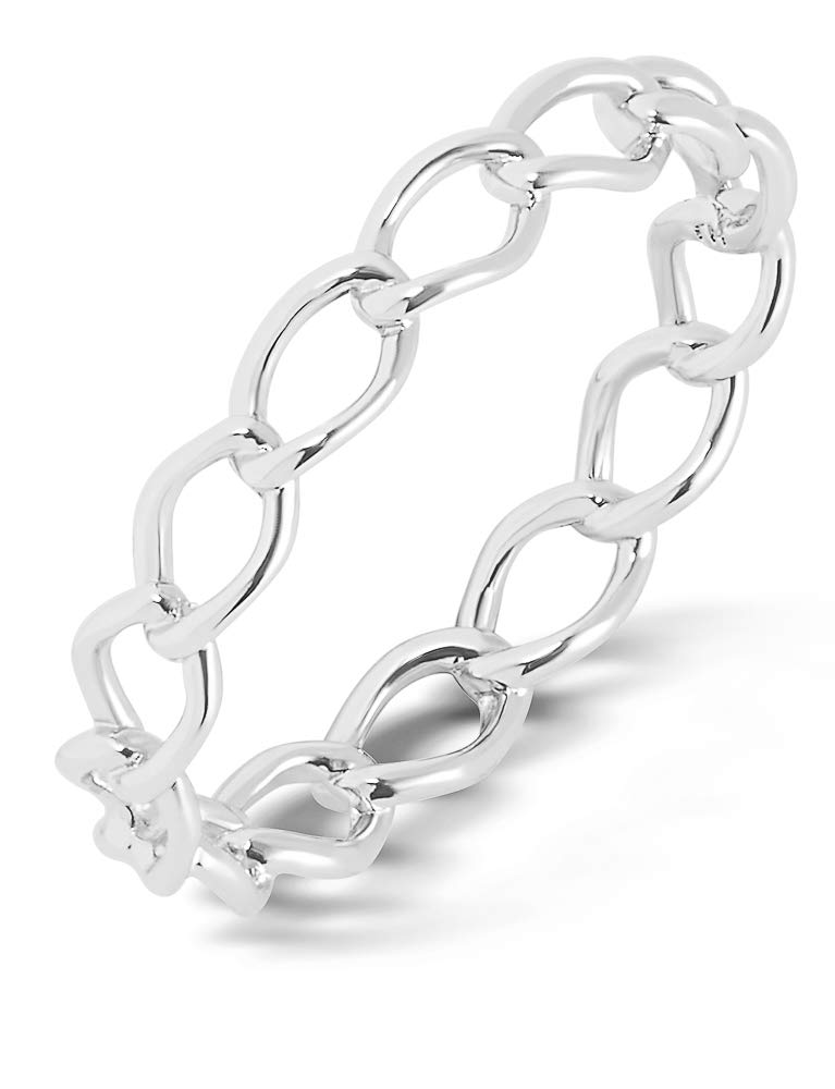 Milla Sterling Silver Rings for Women - Dainty Stackable Open Circle & Chain Gold Rings for Everyday Wear, Gift Giving & Special Occasions