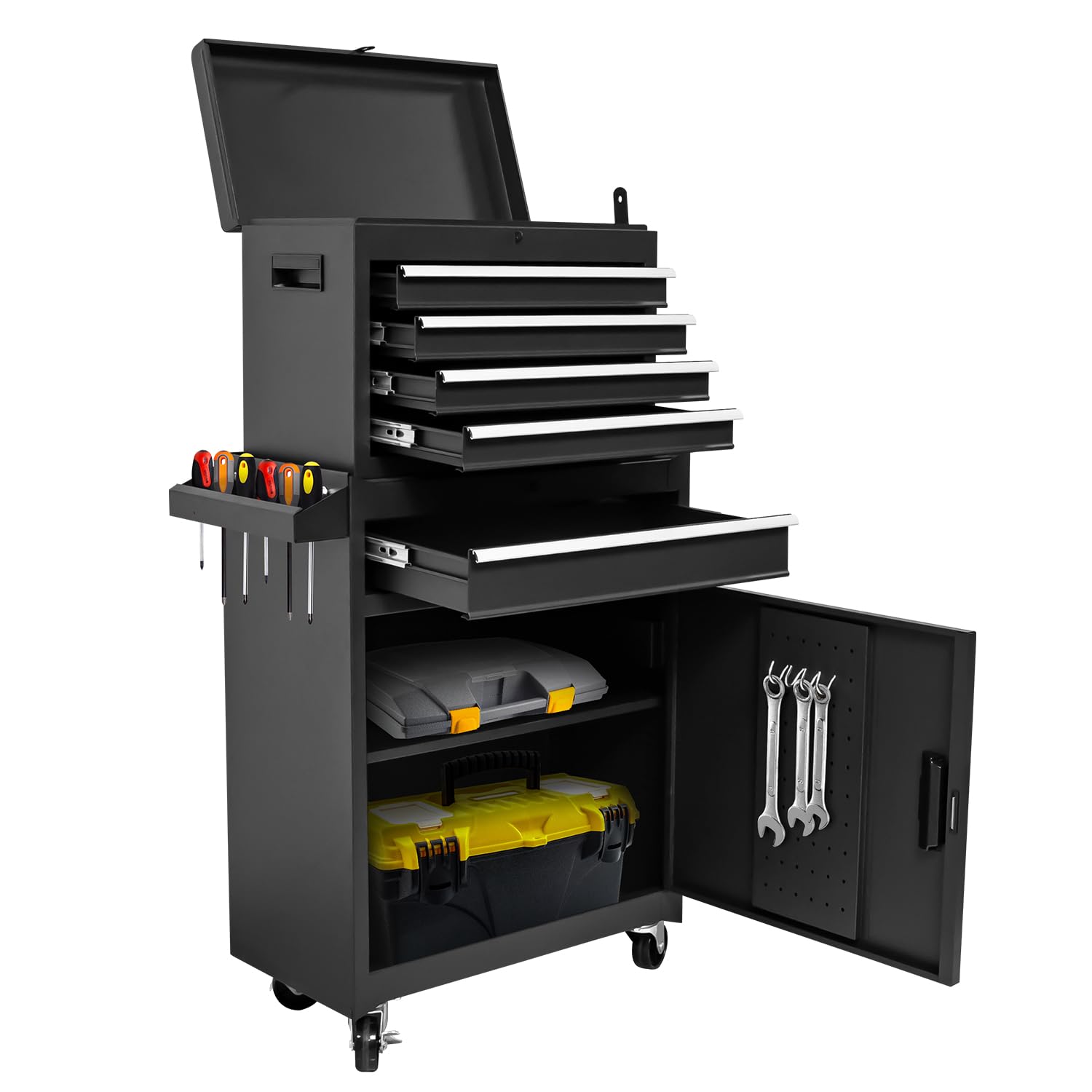 5-Drawer Rolling Tool Chest - Heavy Duty High Capacity Tool Storage Cabinet with Adjustable Shelf & Lockable Drawers | 2-in-1 Detachable Mechanic Tool Box on Wheels | Perfect for Garage, Workshop, Warehouse & Auto Repair Shops | Durable Tool Organization for Professionals & DIY Enthusiasts