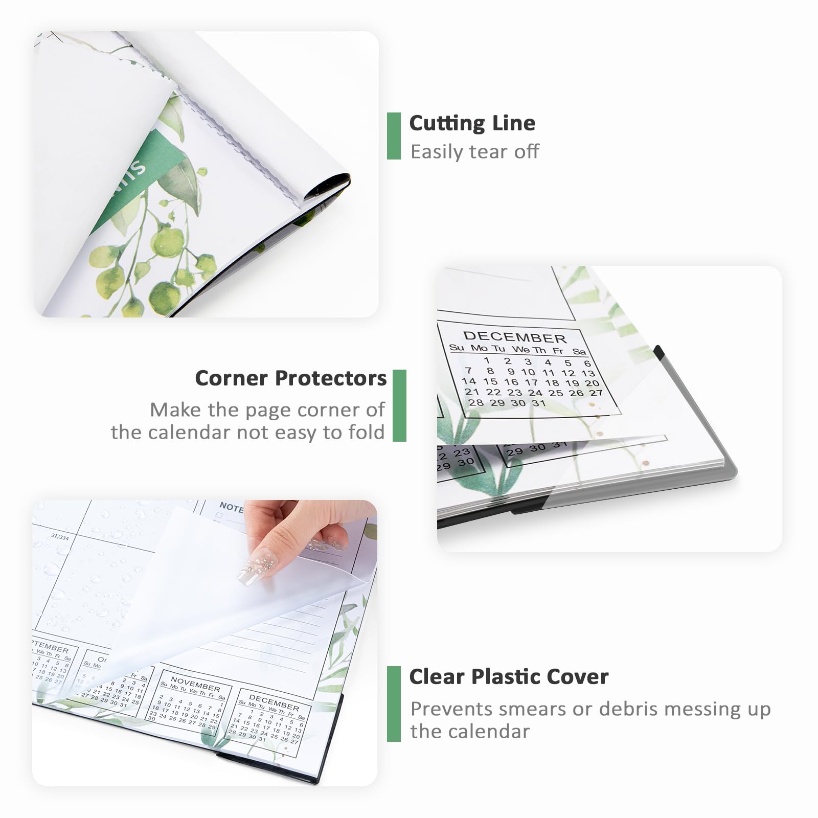 Ospelelf 2025-2026 Monthly Desk Calendar - 22x17 Inch Large Planner with Plastic Cover | 18-Month Green Leaves Design | Perfect for Office, Home & School Organization