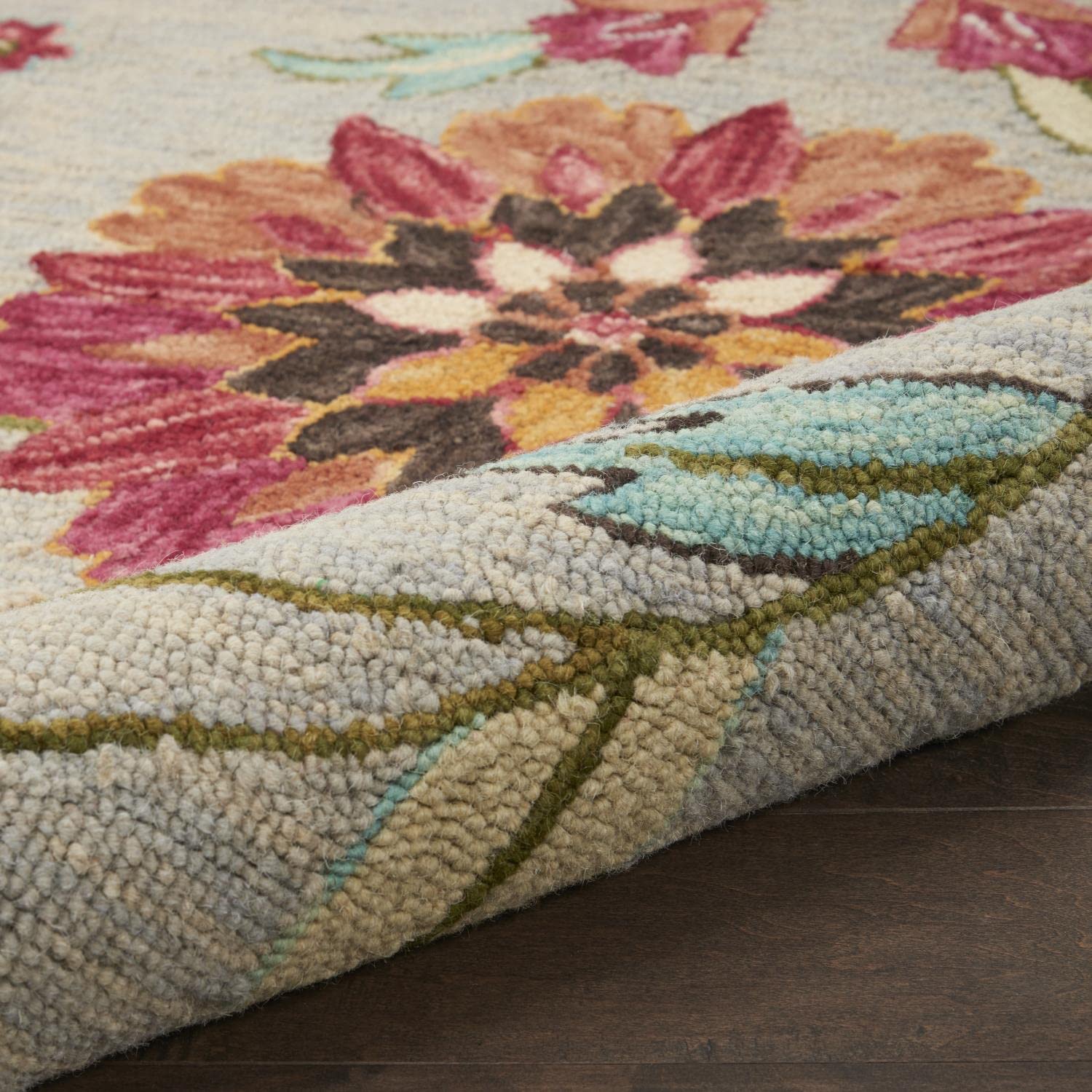 Nourison Bahari Floral Grey/Multi 8' x 10' Area Rug - Easy Cleaning, Non-Shedding, Stain Resistant for Bedroom, Living Room, Dining Room & Kitchen | Perfect for Home Decor, Family Gatherings & Pet-Friendly Spaces (8x10)