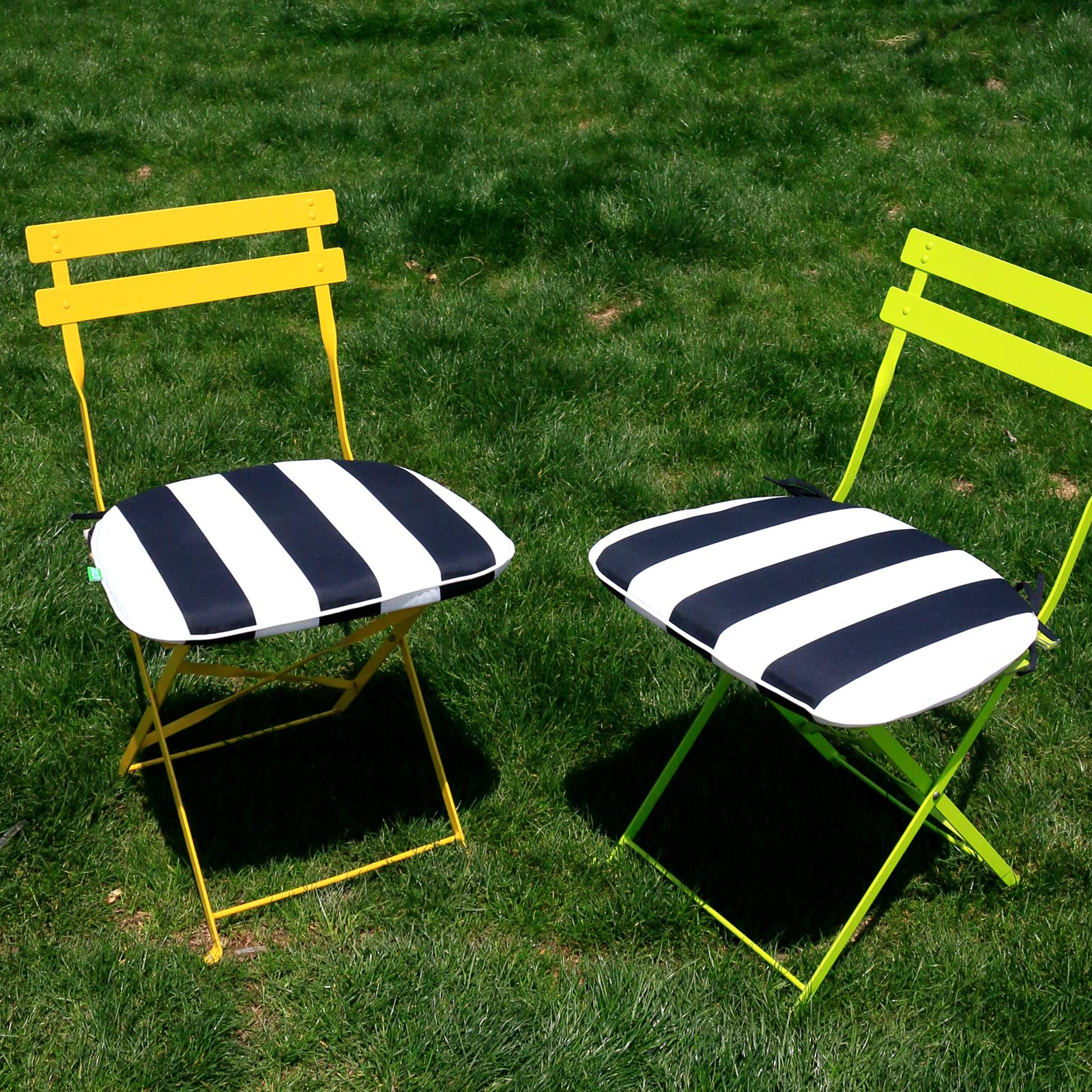 LTXIII Outdoor Chair Cushions Set of 4 - 16x17 Inch Water-Resistant Patio Seat Cushions with Ties for Garden, Deck & Poolside Furniture - Cabana Black - Perfect for Outdoor Lounging, Backyard Relaxation & Summer Entertaining