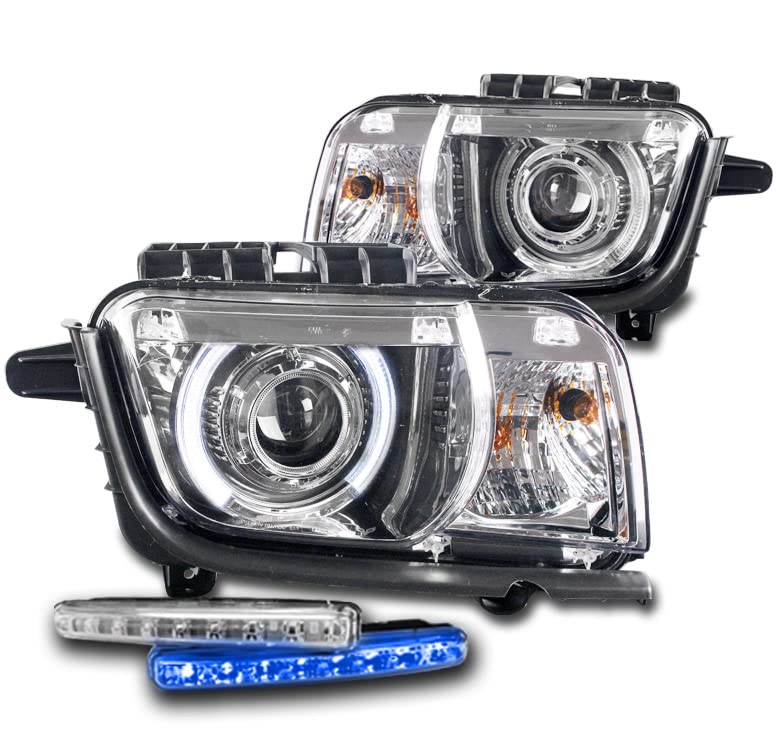 2010-2013 Chevy Camaro CCFL Halo Chrome Projector Headlights with 6