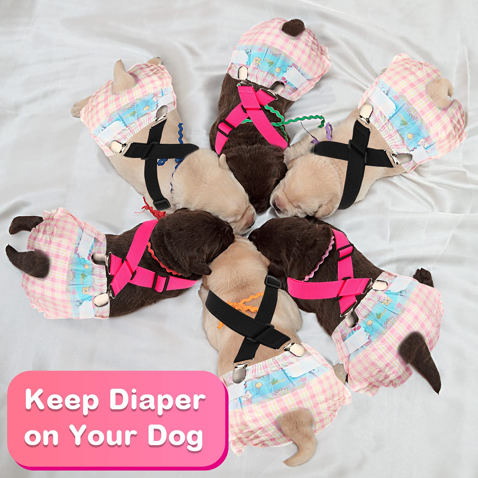 Nuanchu 2-Pack Adjustable Dog Suspenders for Diapers - Pet Harness Belly Band for Small Medium Large Dogs - Perfect for Dog Dresses, Skirts & Diaper Support (S/M/L) - Ideal for Pet Fashion, Incontinence Care & Special Occasions