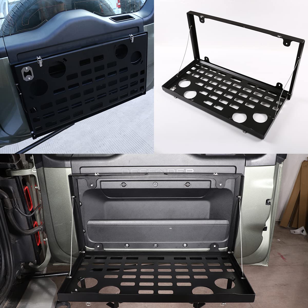 Foldable Metal Car Tailgate Storage Rack for Land Rover Defender 2020-2023 | Heavy Duty Cargo Organizer | Perfect for Camping, Off-Roading & Outdoor Adventures