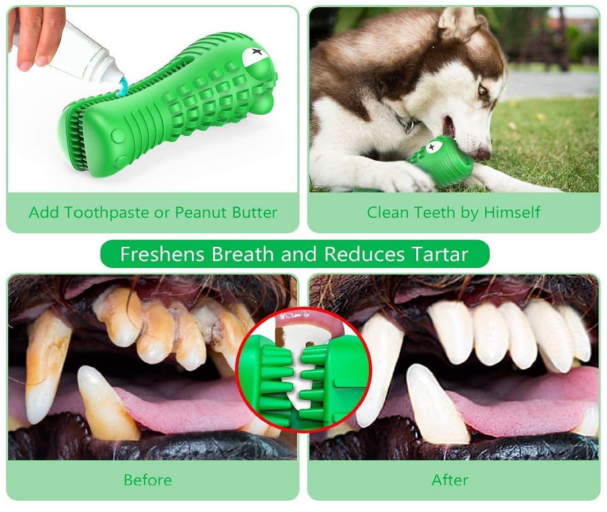 Durable Natural Rubber Dog Chew Toy for Aggressive Chewers - Squeaky Toothbrush Toy for Medium & Large Dogs | Fun Chewing & Chasing Play for Indoor & Outdoor Use