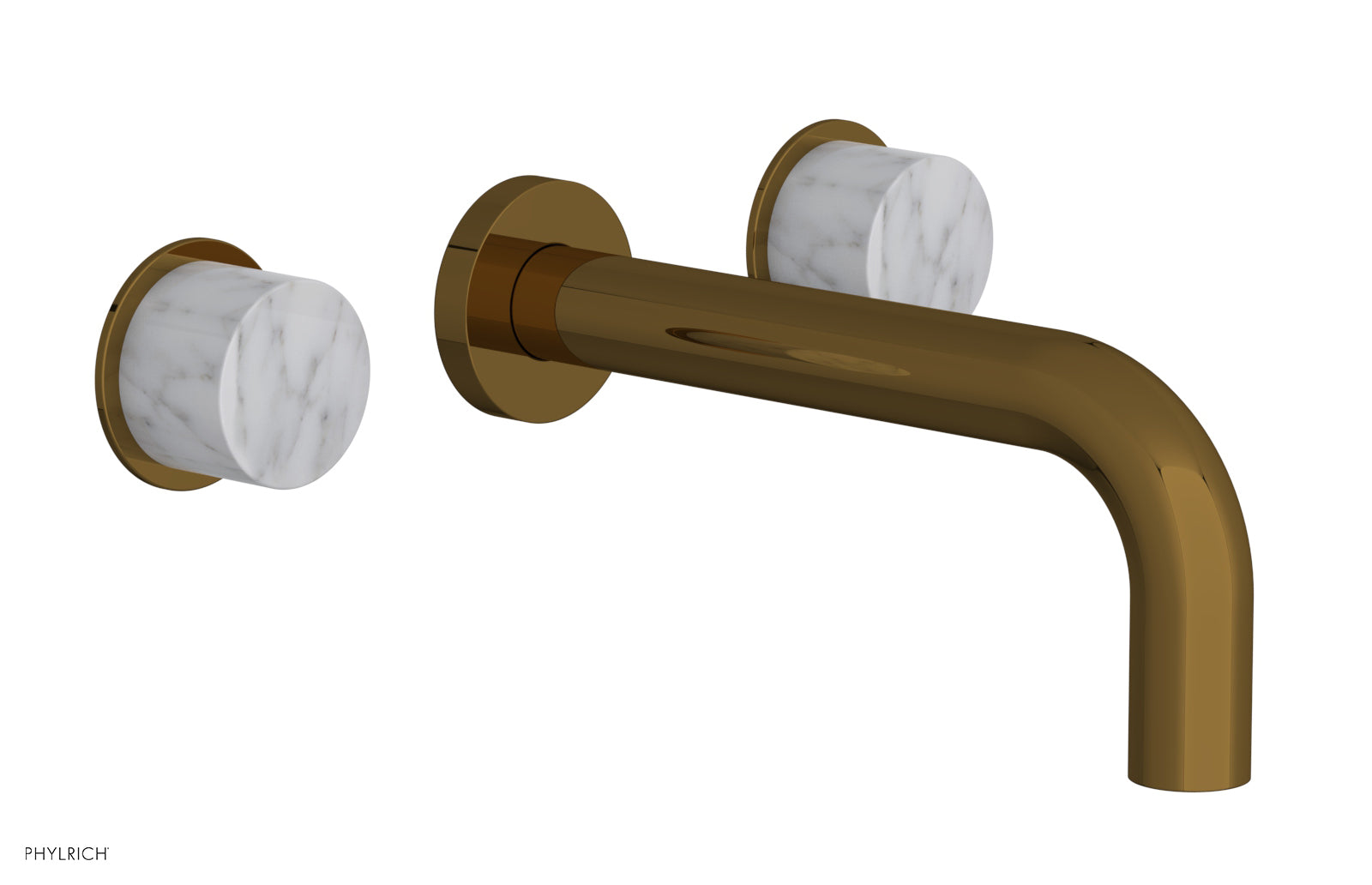 BASIC II Wall Tub Faucet Set with White Marble Handles - 230 58 - Modern Bathroom Sink Faucet for Bathroom Vanity, Powder Room & Guest Bath Installation