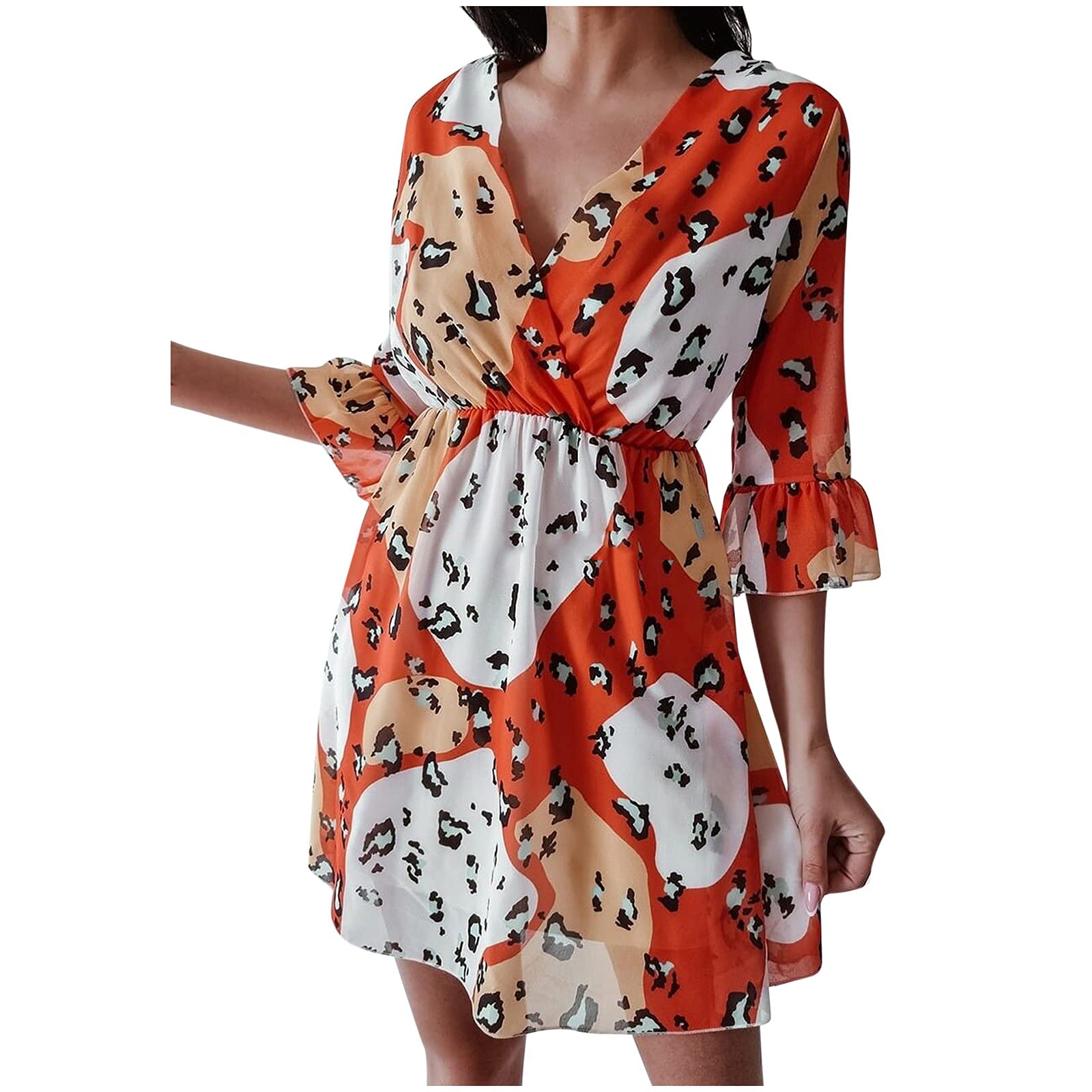 Smooto Women’s Mini Knitted Backless Halter Sleeveless Dress - Summer Tight Bodycon Maxi Dress in Orange Size S | Perfect for Beach Parties, Date Nights & Vacation Outfits