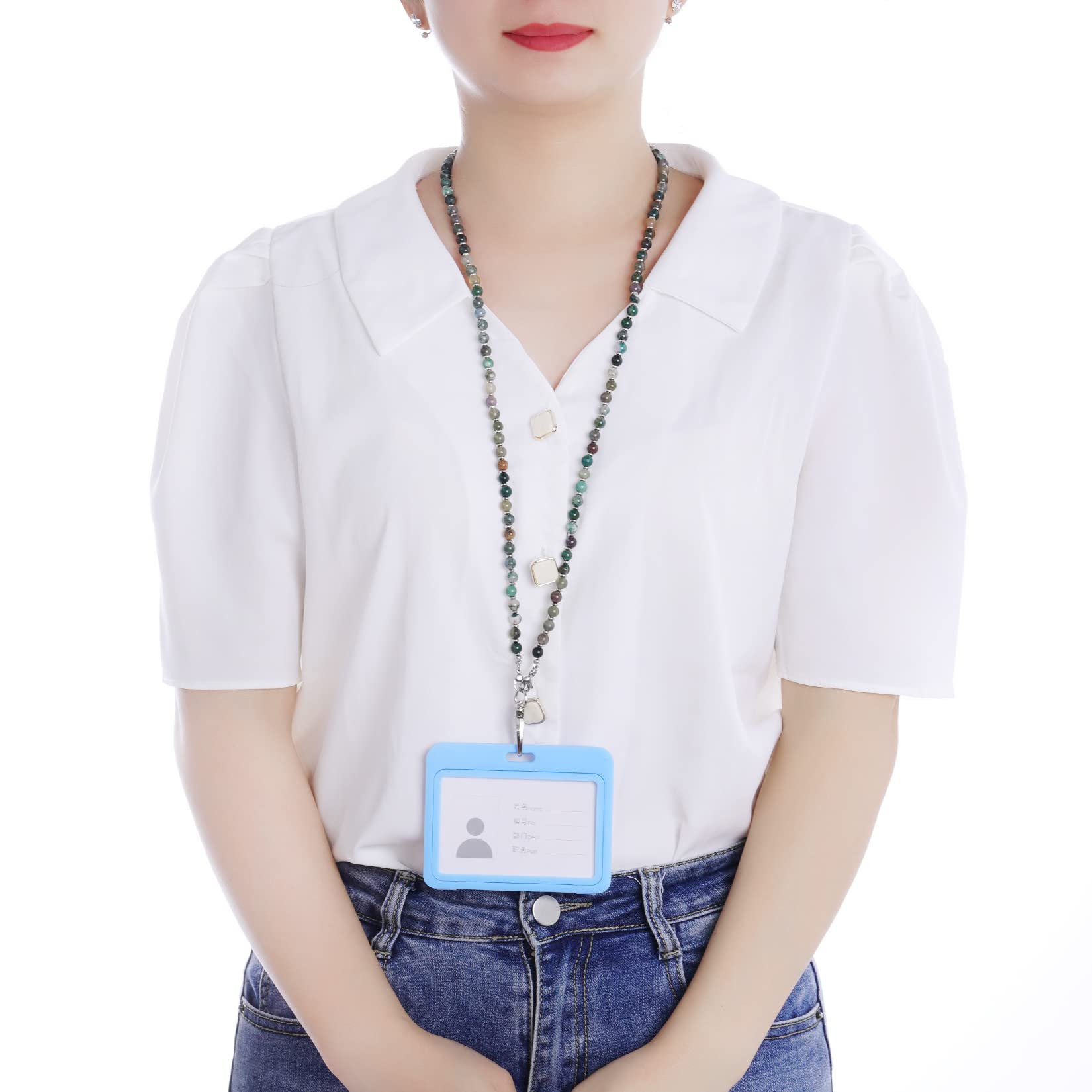Beaded Lanyard for ID Badge & Glasses - Stylish Neck Chain for Women & Teachers - Office & School Use